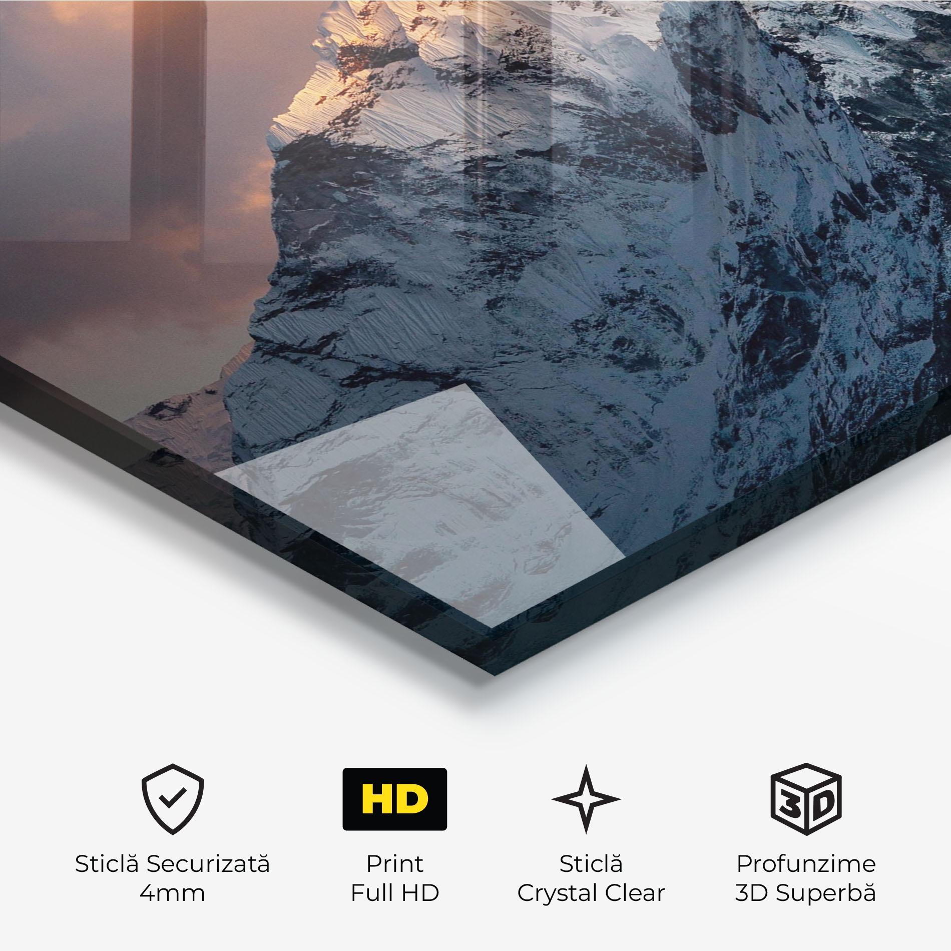Tablou Sticla Orange Cloud Mountain mockup 3