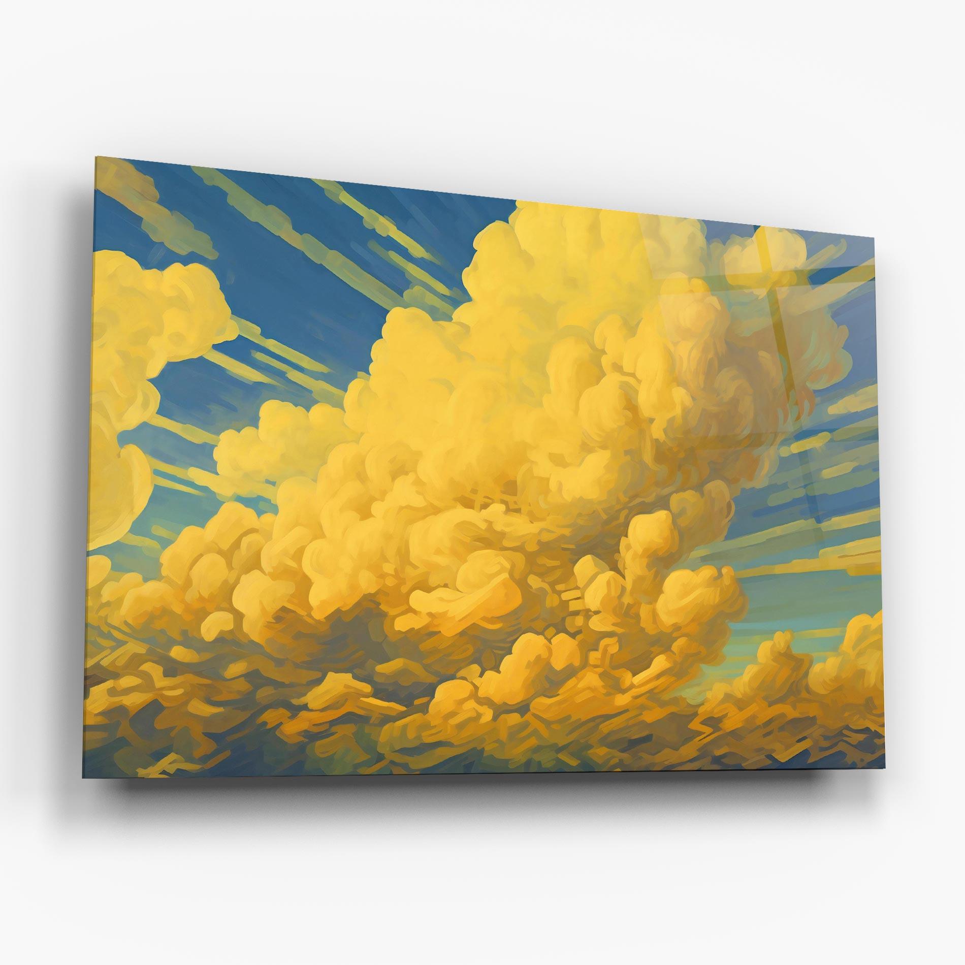 Tablou Sticla Big Yellow Cloud Art mockup 6