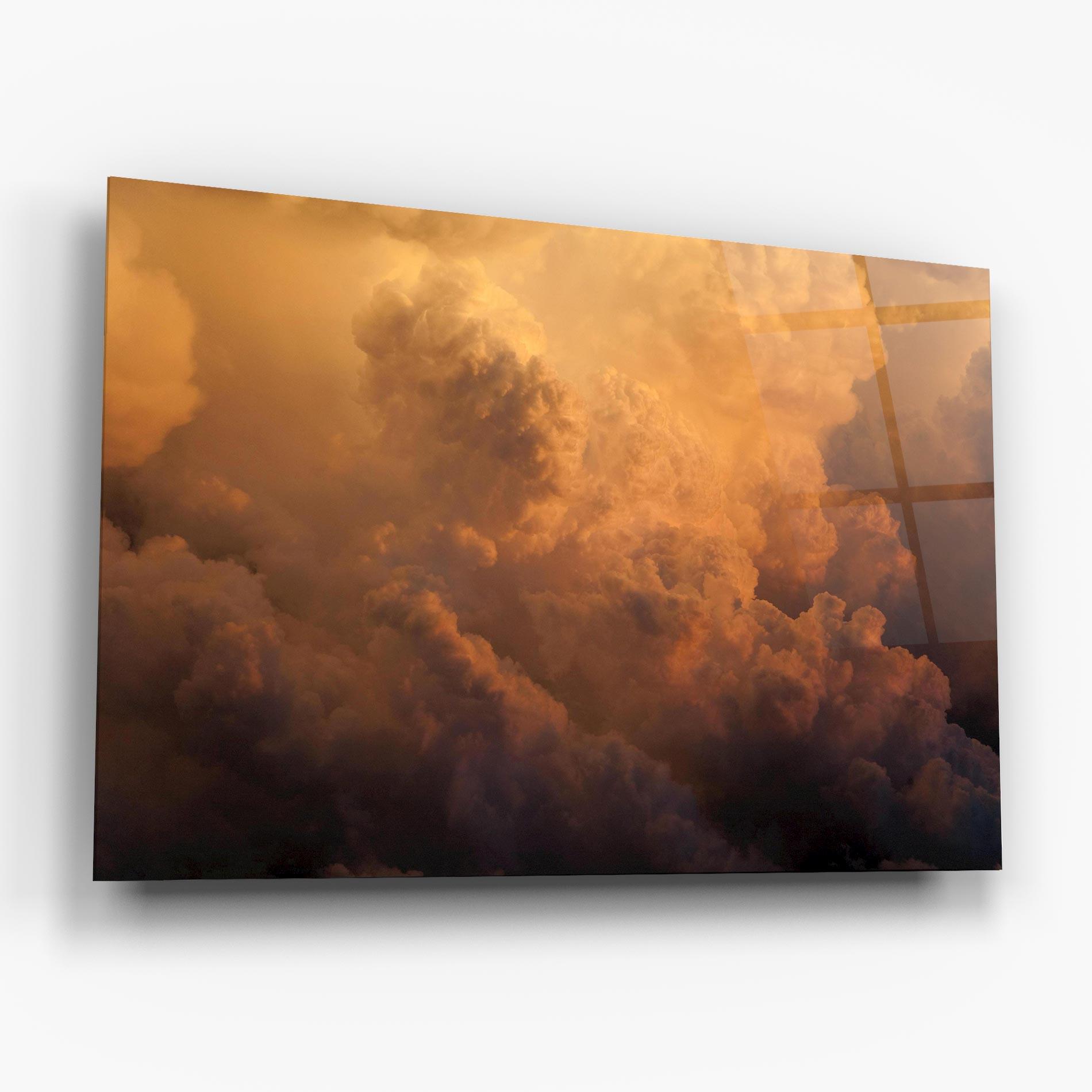 Tablou Sticla Brown Orange Clouds mockup 6