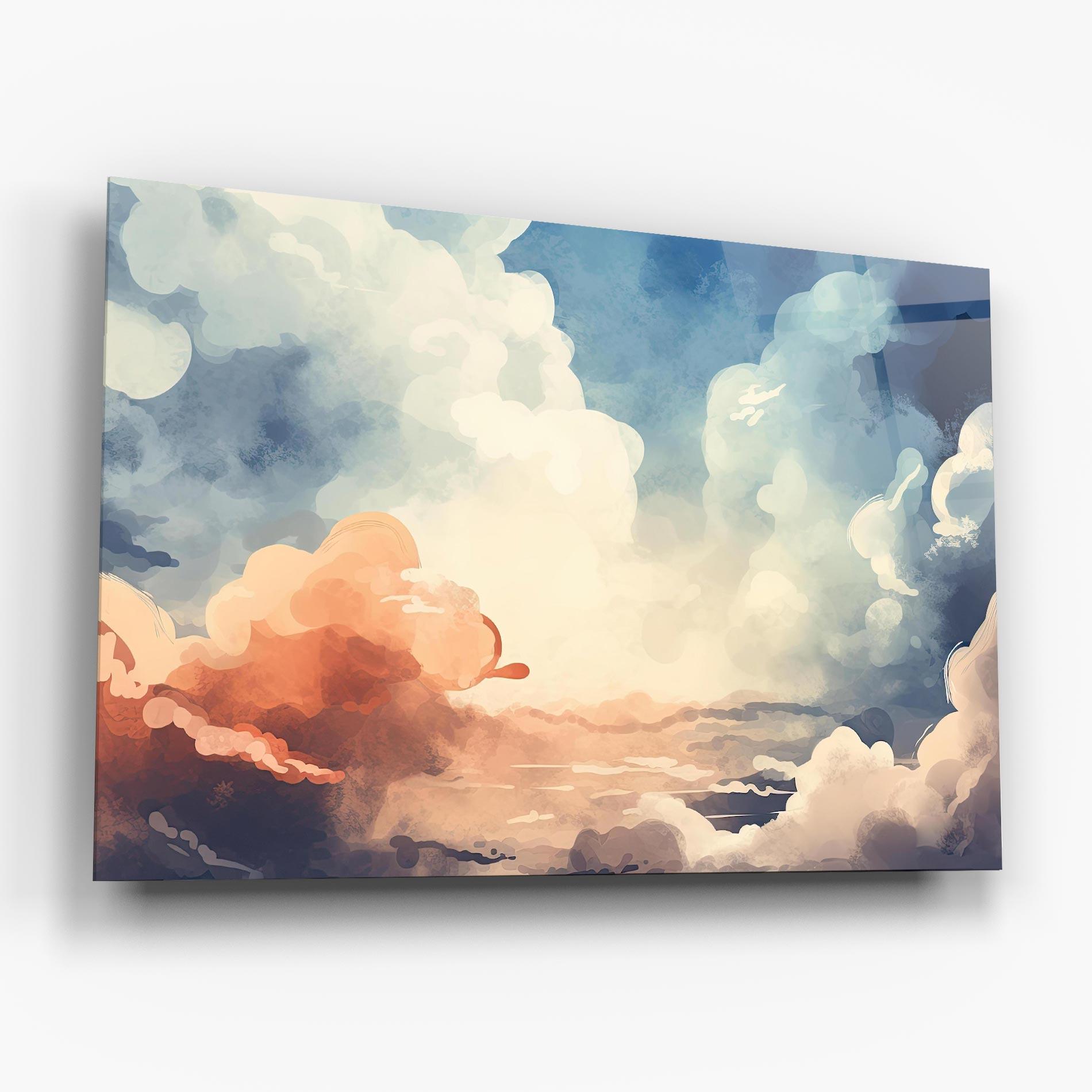 Tablou Sticla Clouds Painting mockup 6