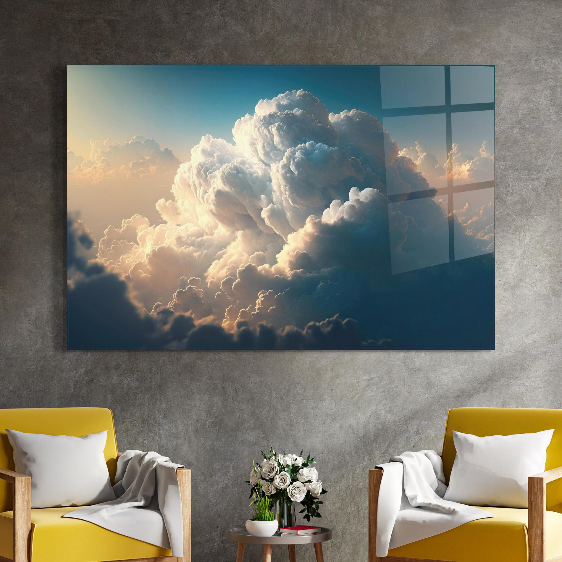 Tablou Sticla Big Puffy Clouds mockup 4