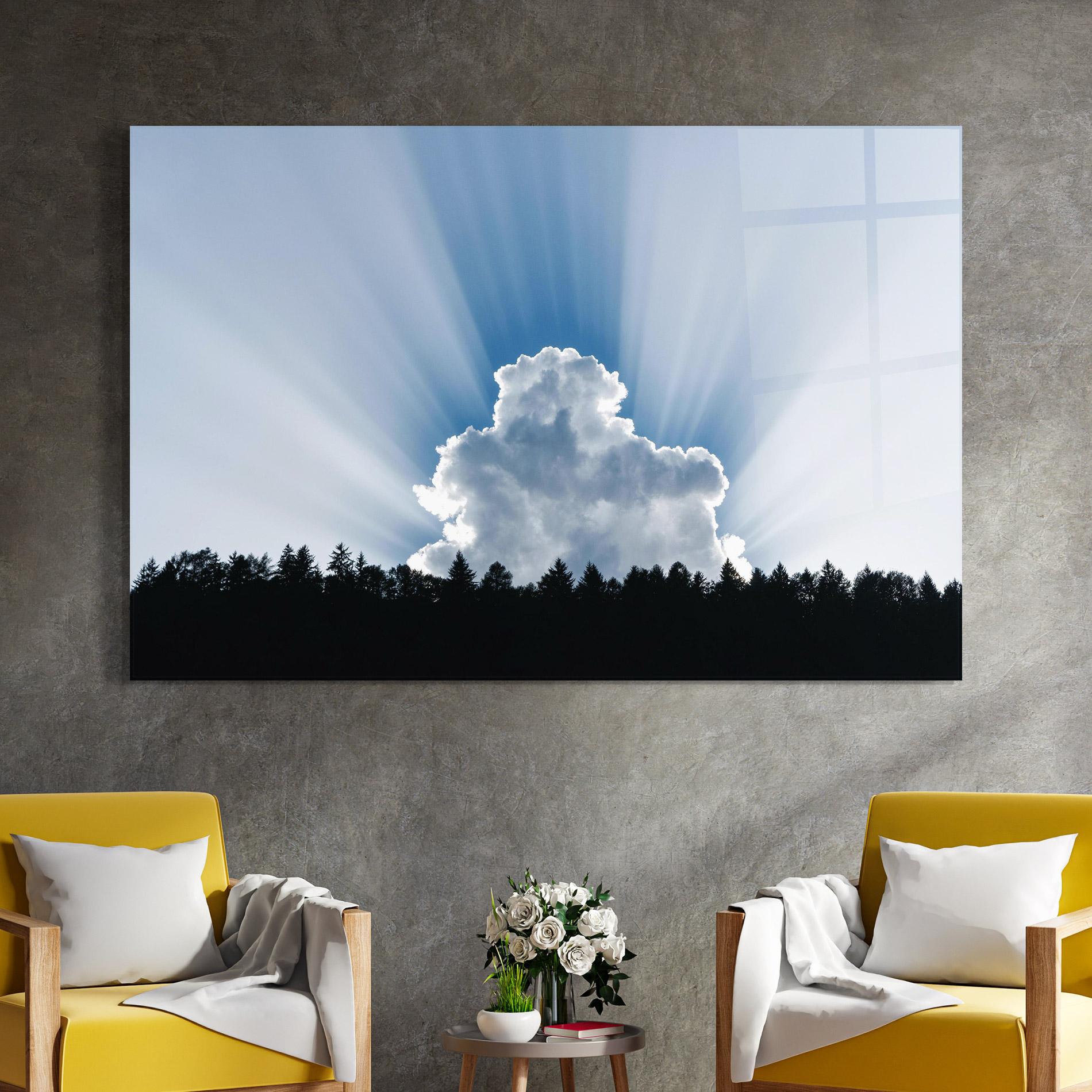 Tablou Sticla Big White Cloud Light mockup 4