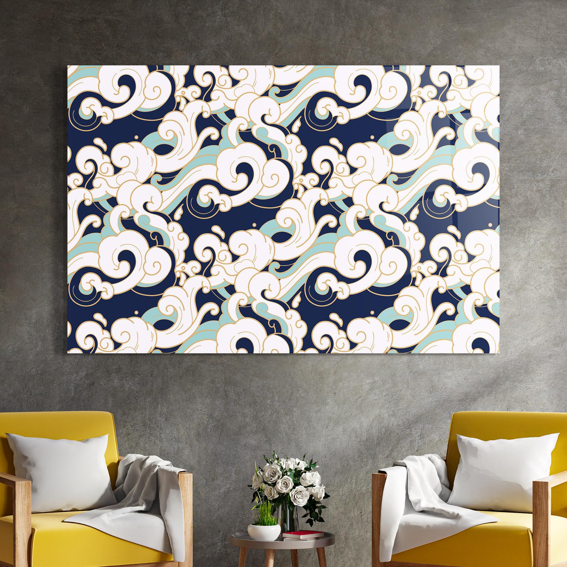 Tablou Sticla Blue Green Cloud mockup 4