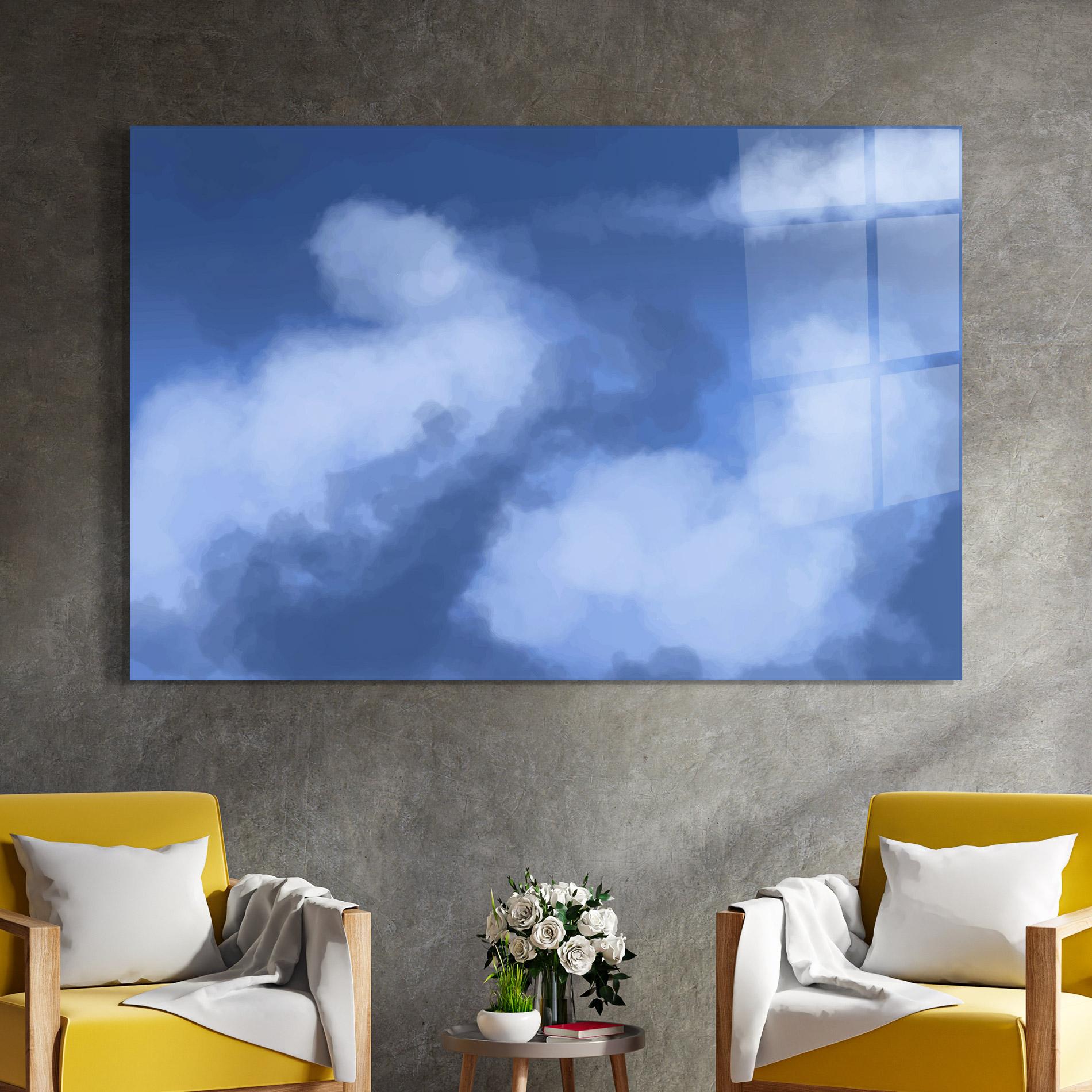 Tablou Sticla Blue Mix Clouds mockup 4