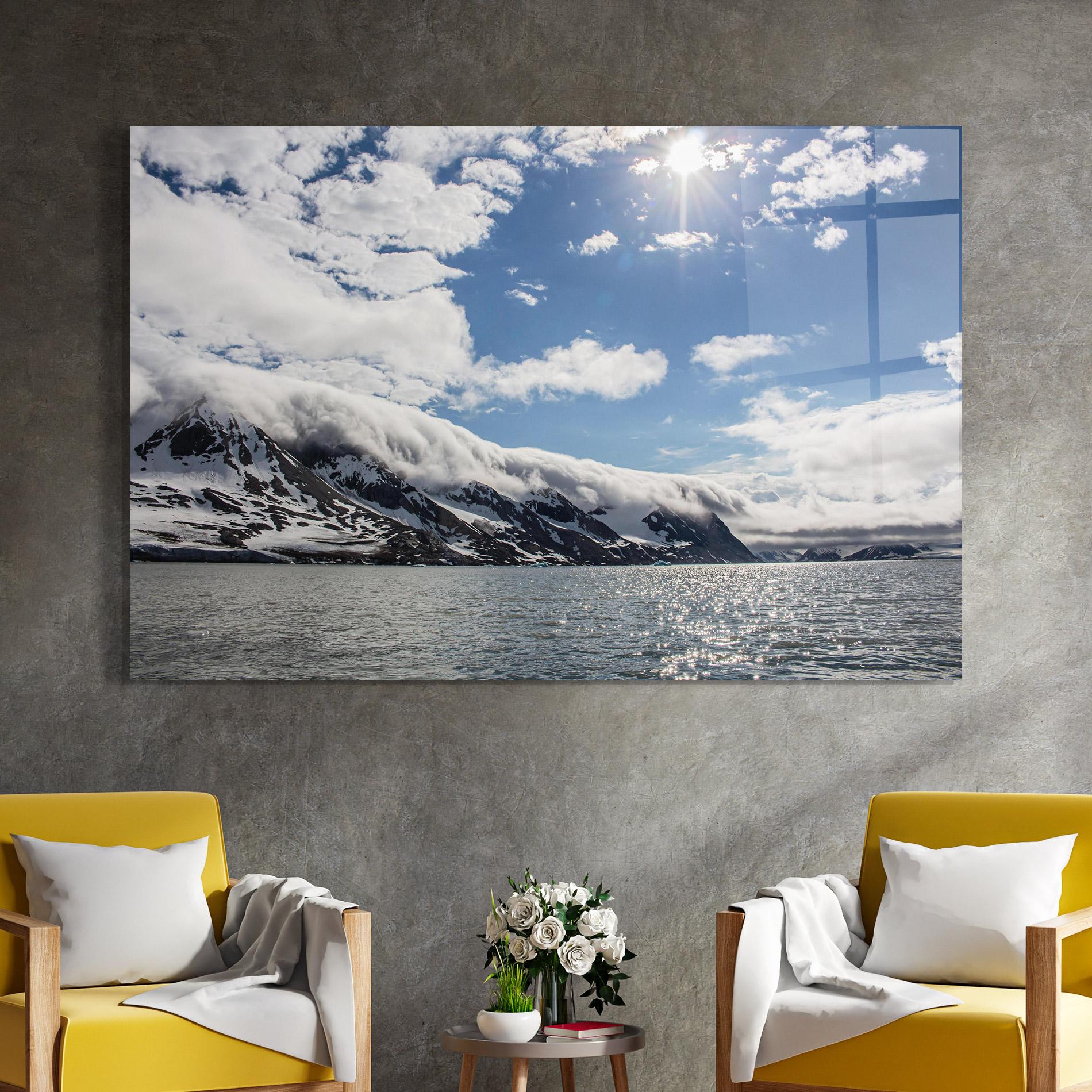 Tablou Sticla Clouds Over Ice mockup 4