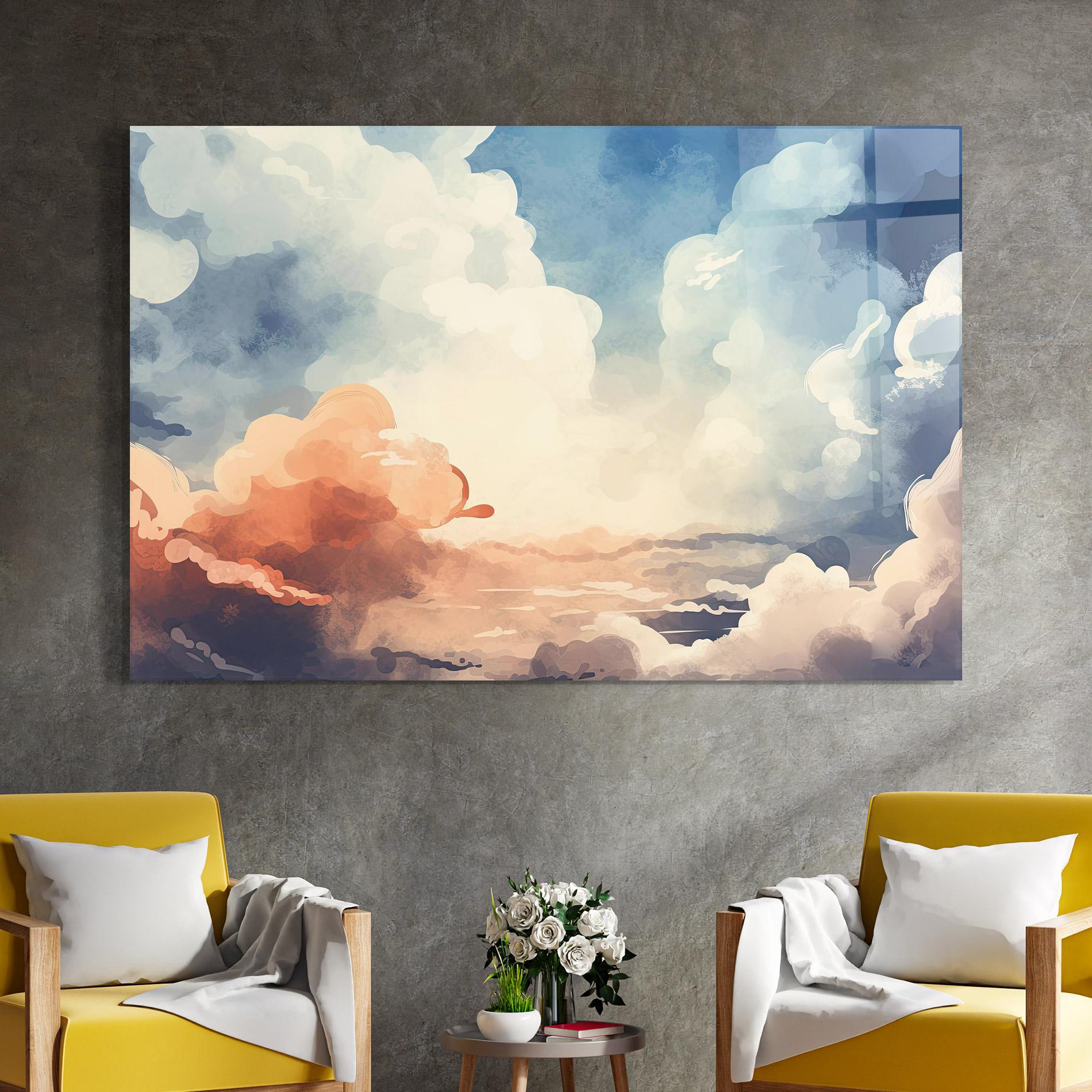 Tablou Sticla Clouds Painting mockup 4