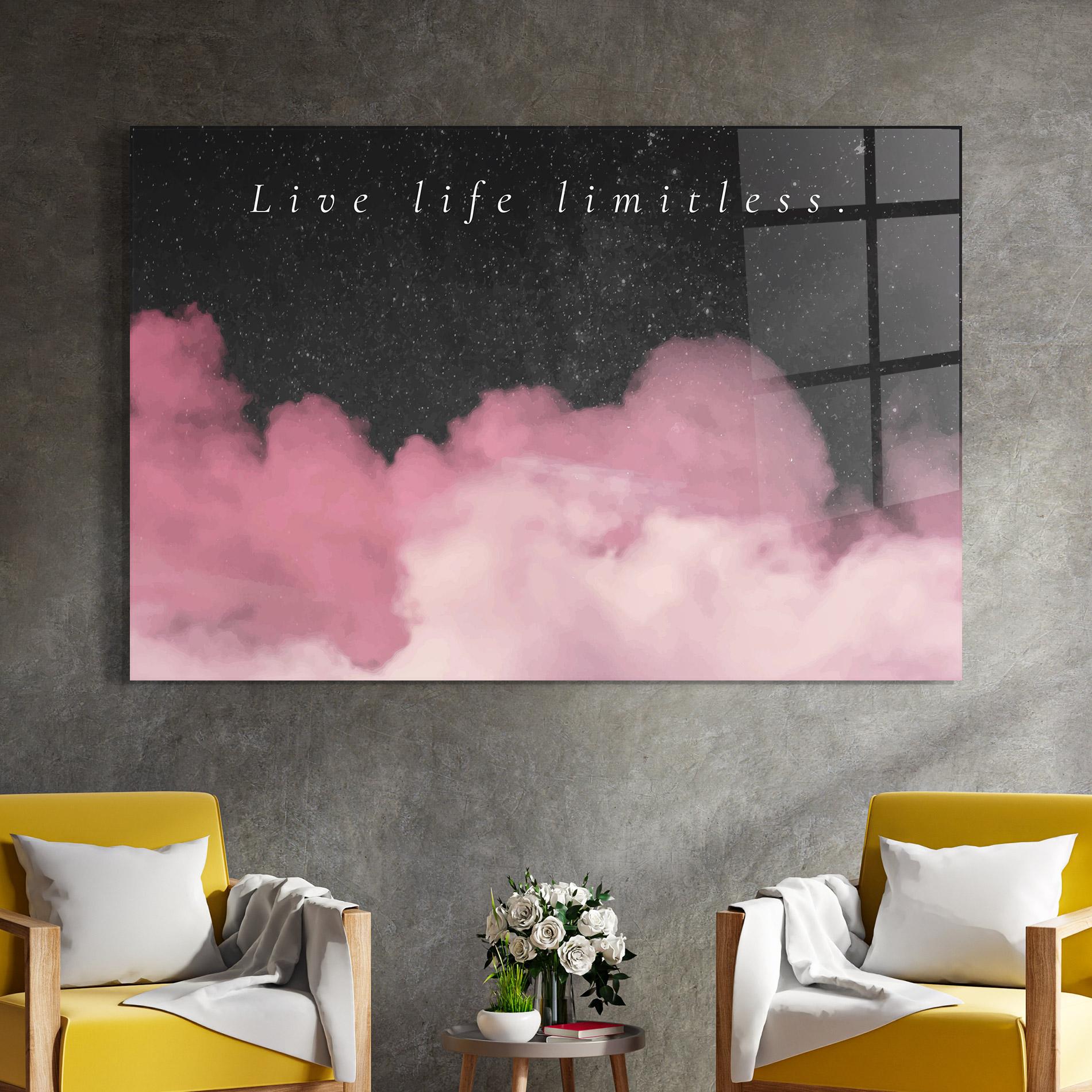 Tablou Sticla Clouds Text Pink mockup 4