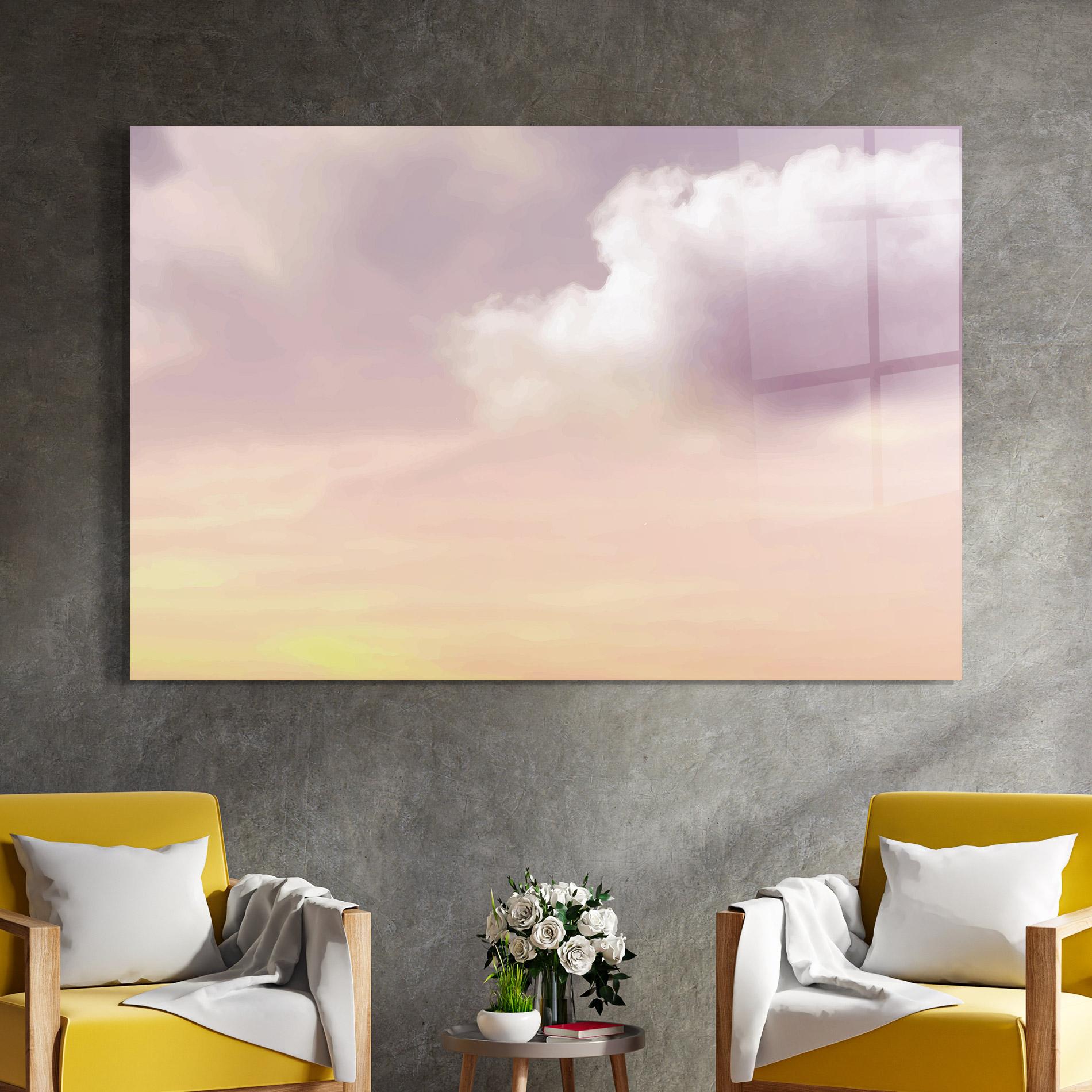 Tablou Sticla Clouds Watercolor Cream mockup 4