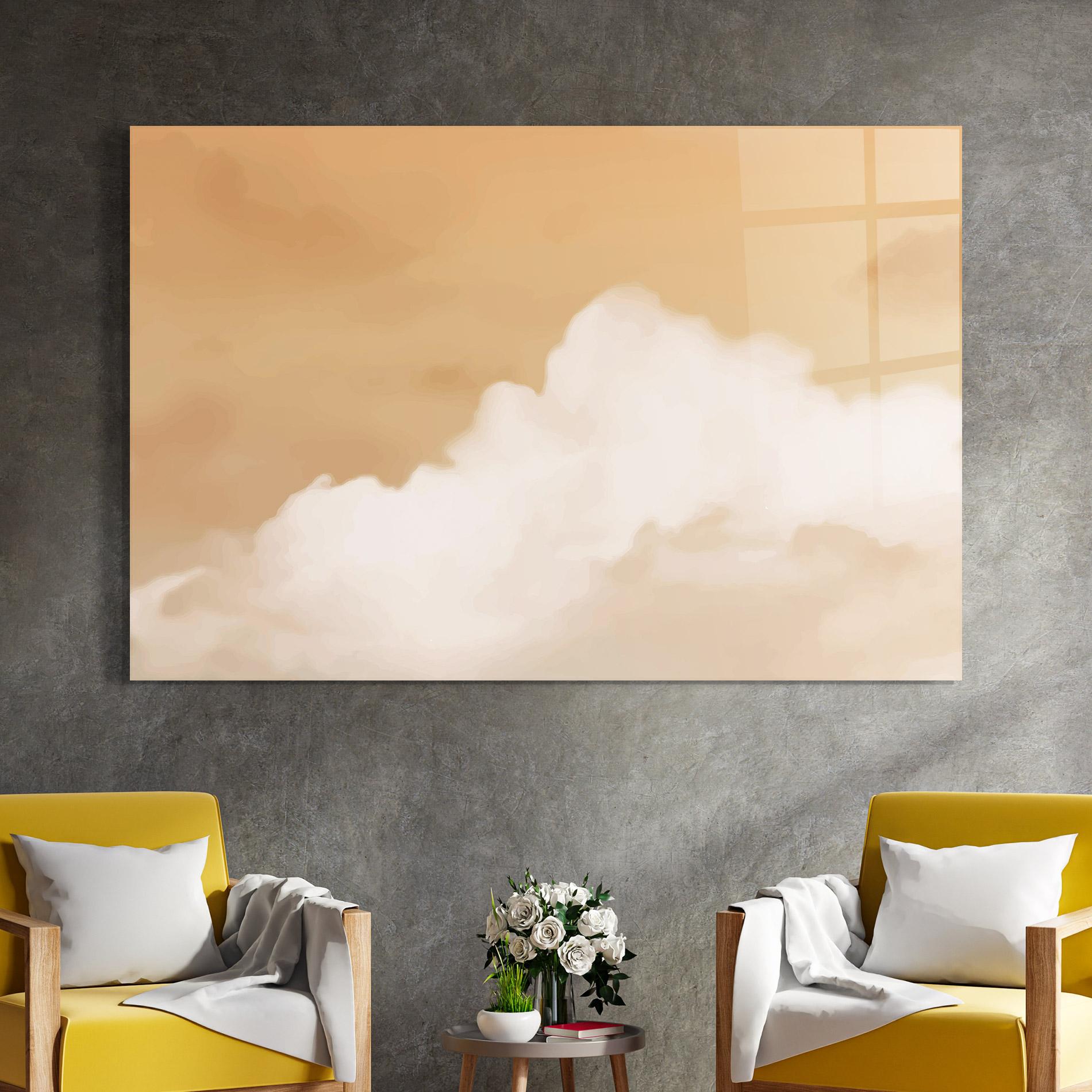 Tablou Sticla Clouds Watercolor Yellow mockup 4