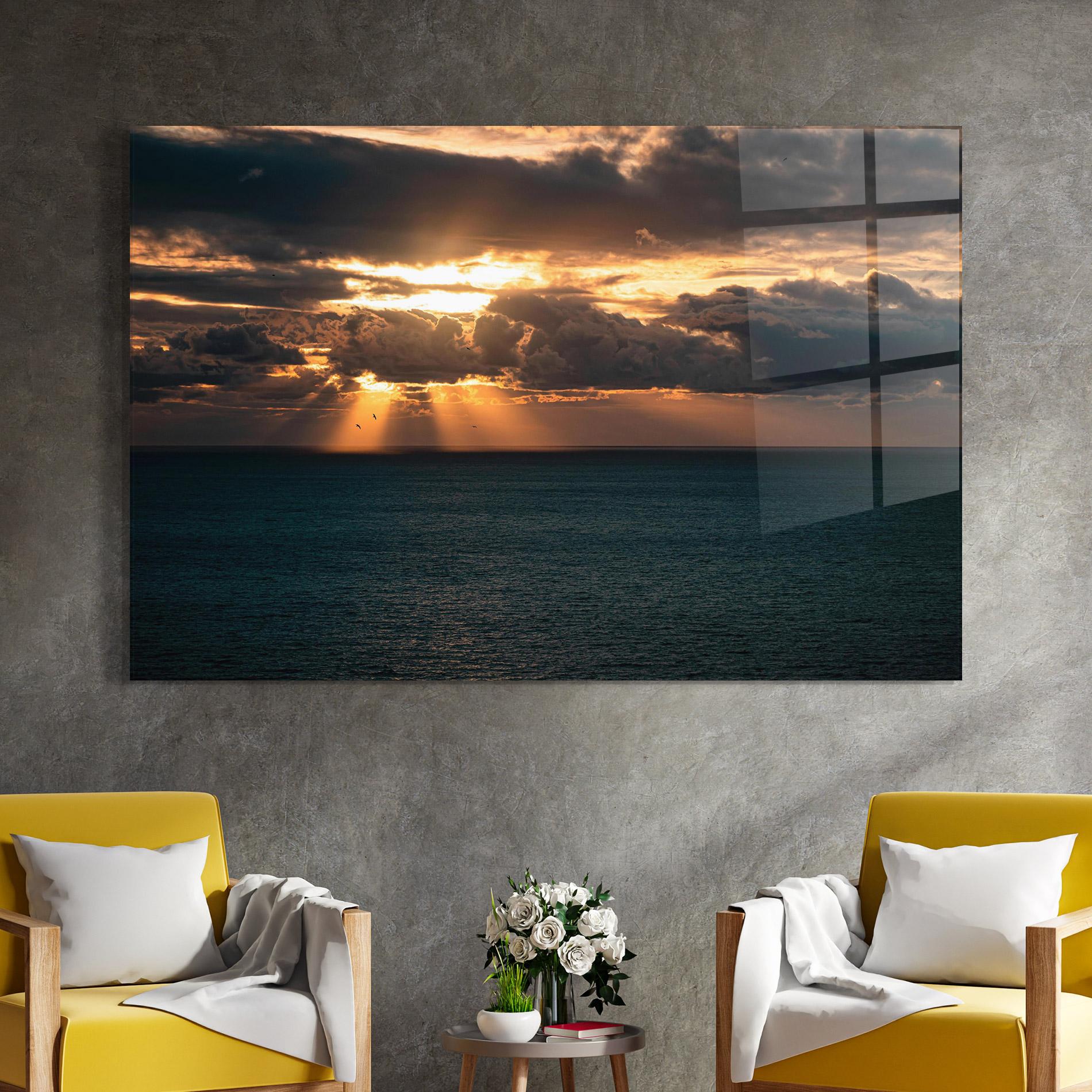 Tablou Sticla Cloudy Sunrise mockup 4