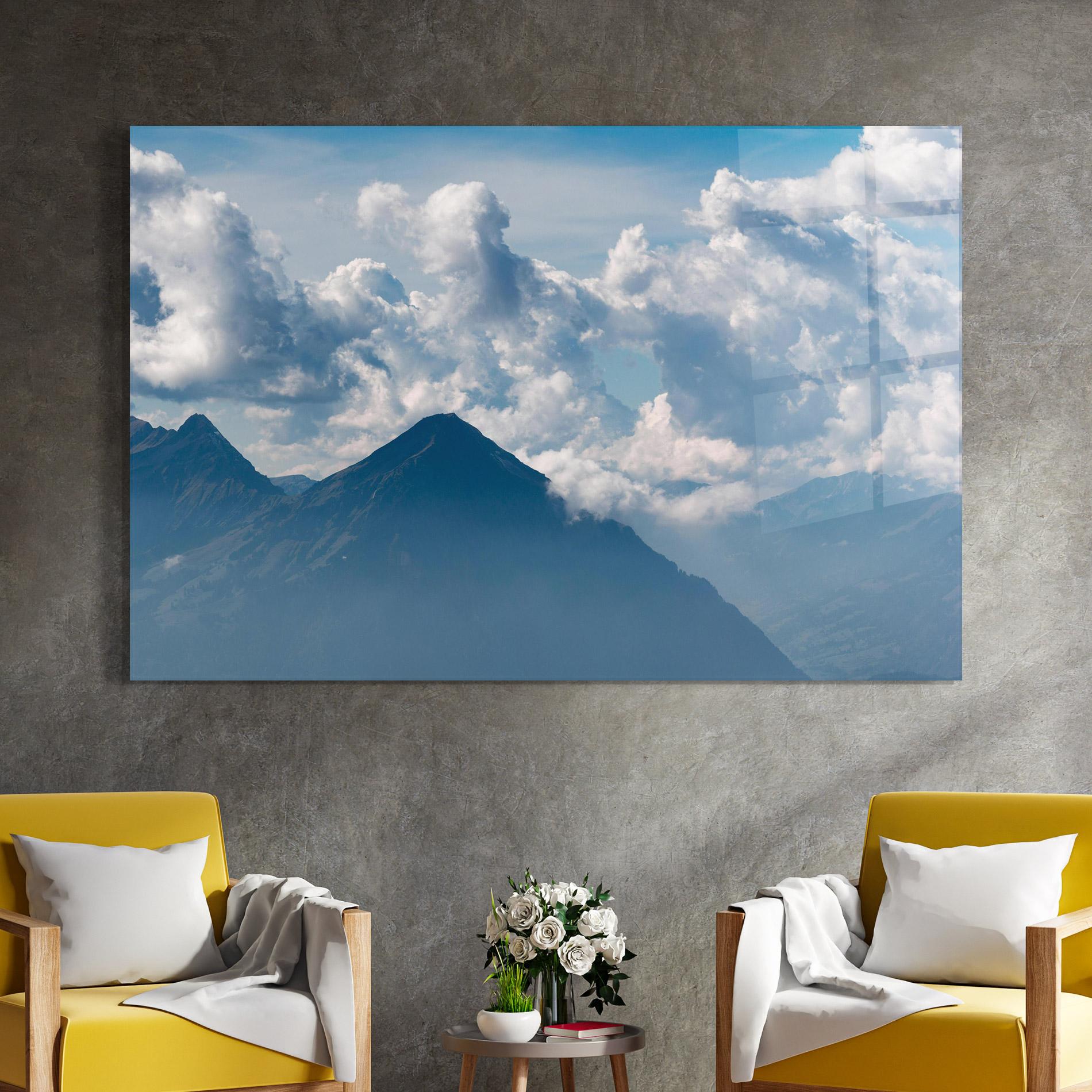 Tablou Sticla Cloudy View Mountain mockup 4