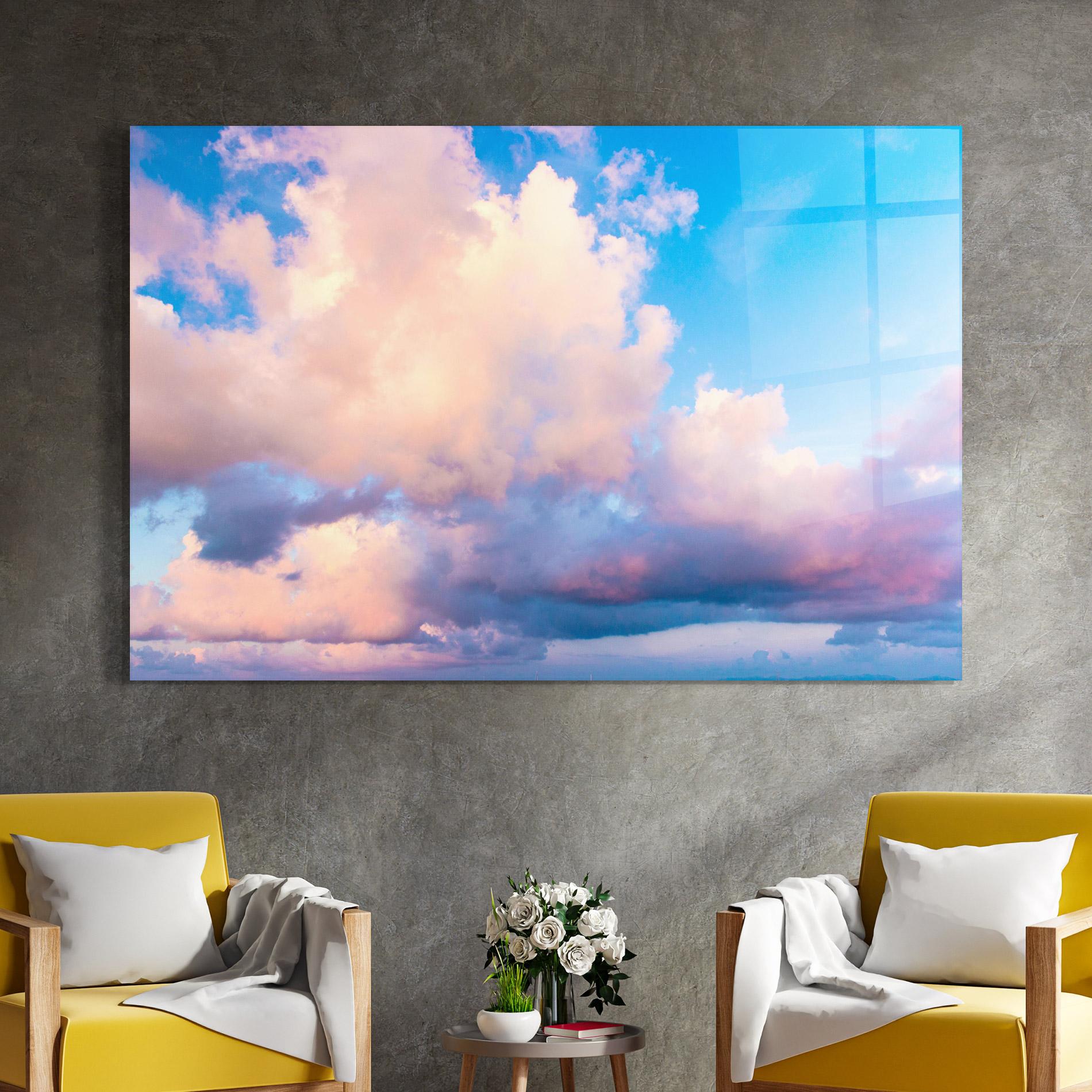 Tablou Sticla Dreamy Pink Clouds mockup 4