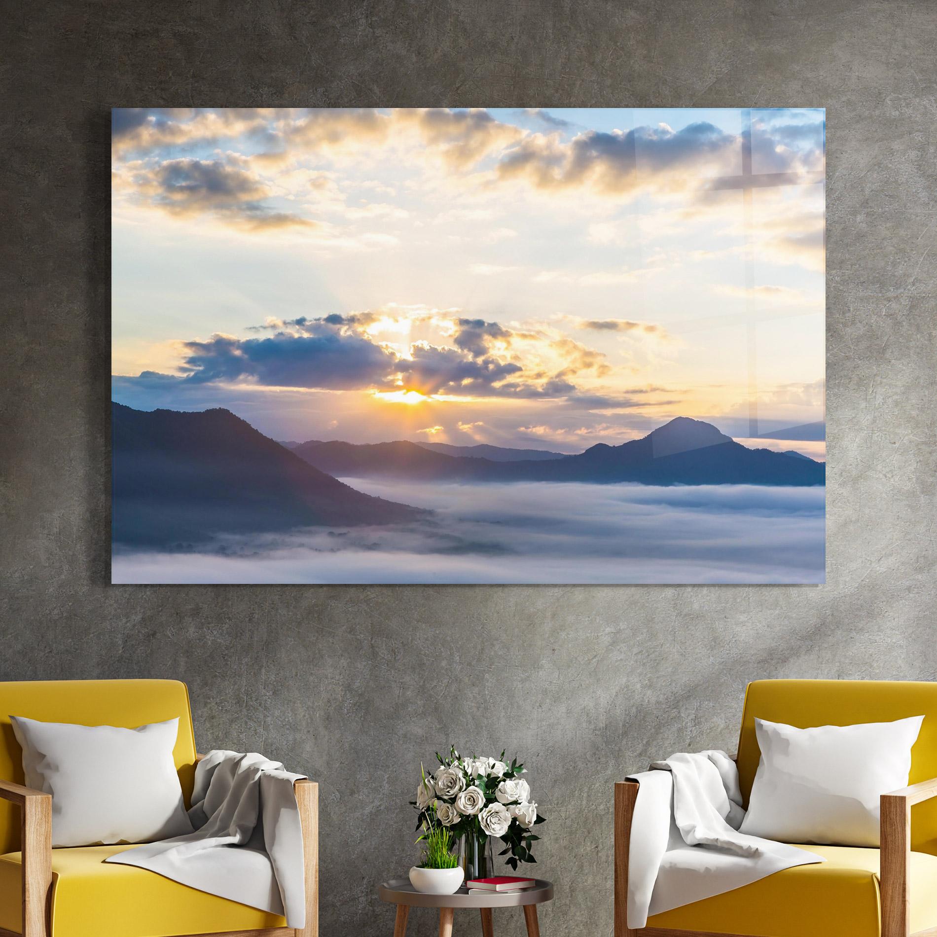 Tablou Sticla Fantastic Clouds mockup 4