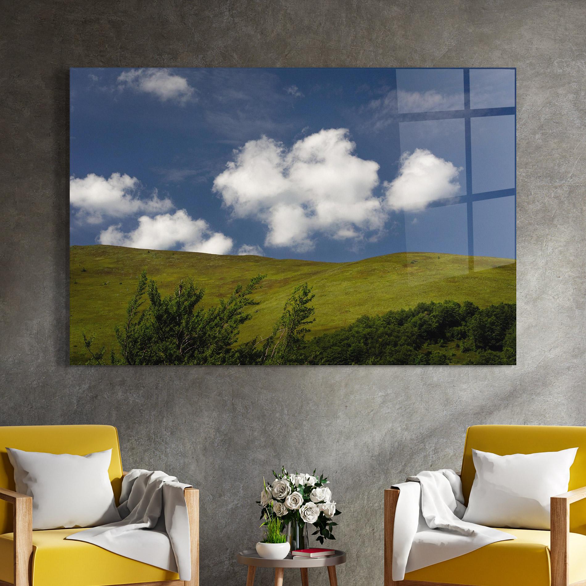 Tablou Sticla Grass View Cloud mockup 4