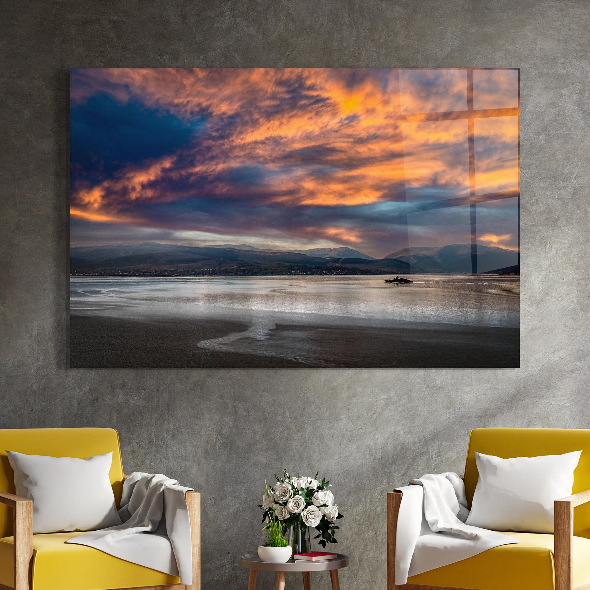 Tablou Sticla Purple Blue Sky View mockup 4