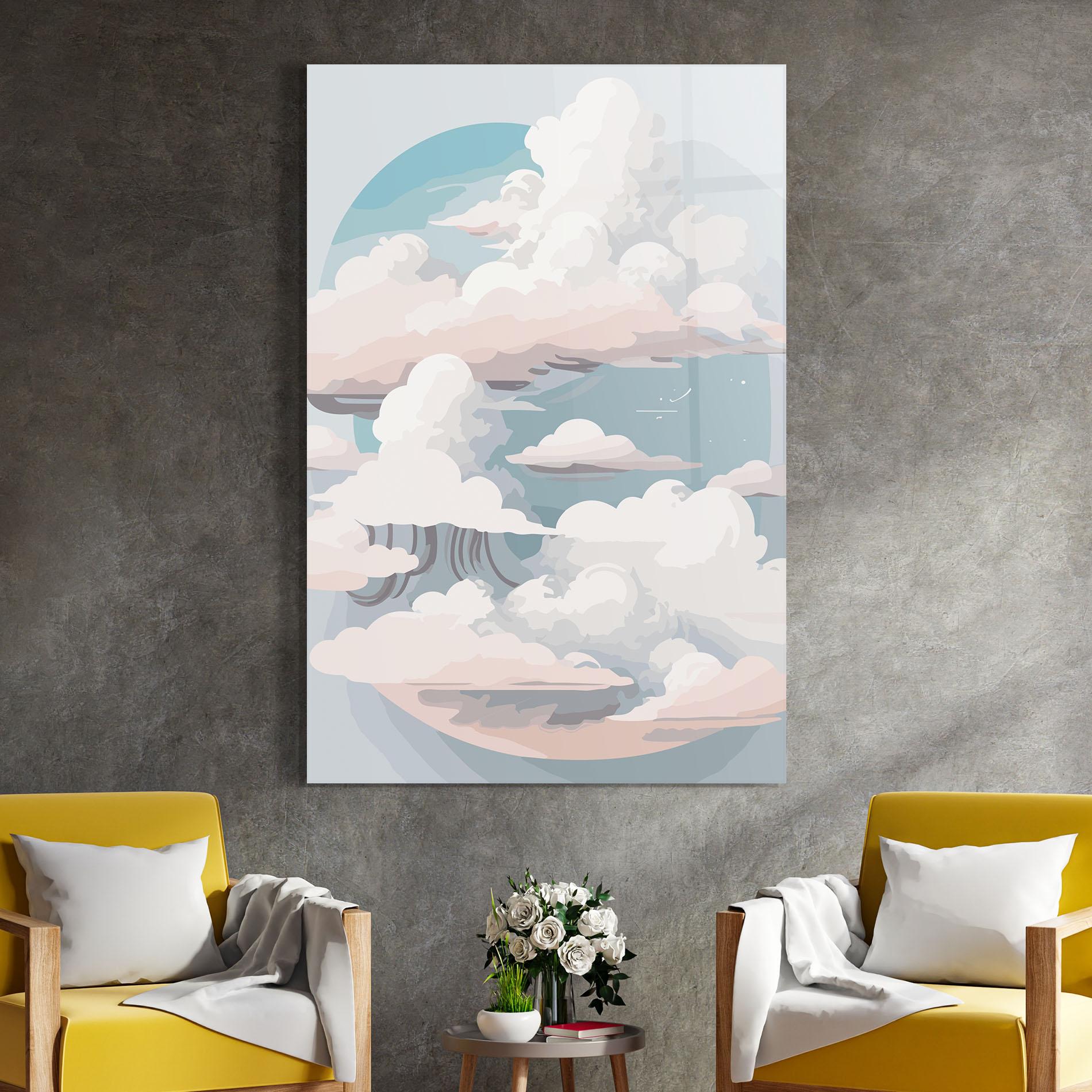 Tablou Sticla Cloud White Art mockup 4