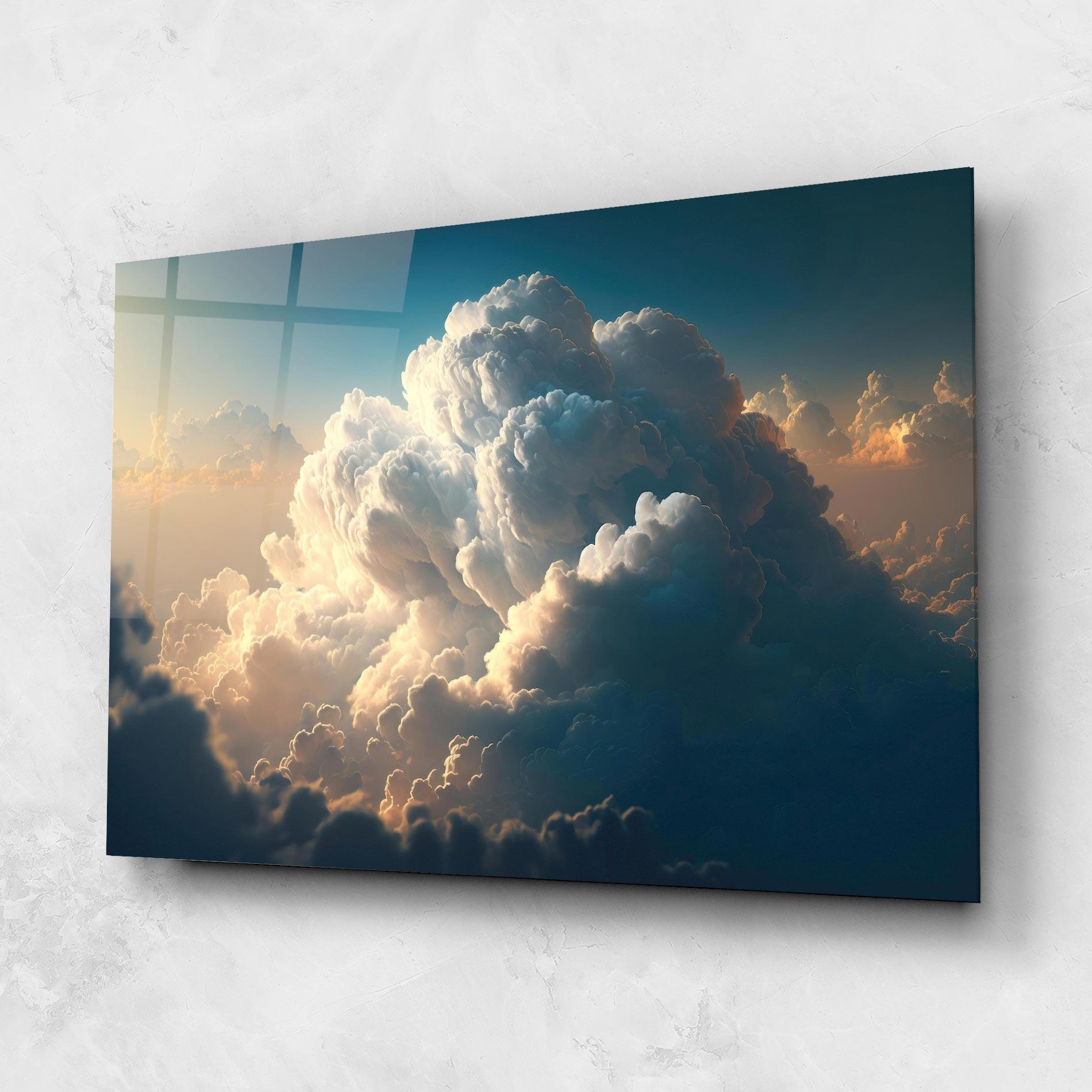 Tablou Sticla Big Puffy Clouds mockup 1