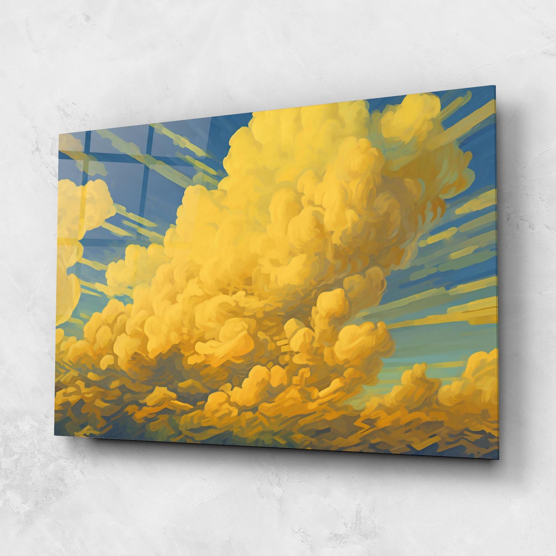 Tablou Sticla Big Yellow Cloud Art mockup 1