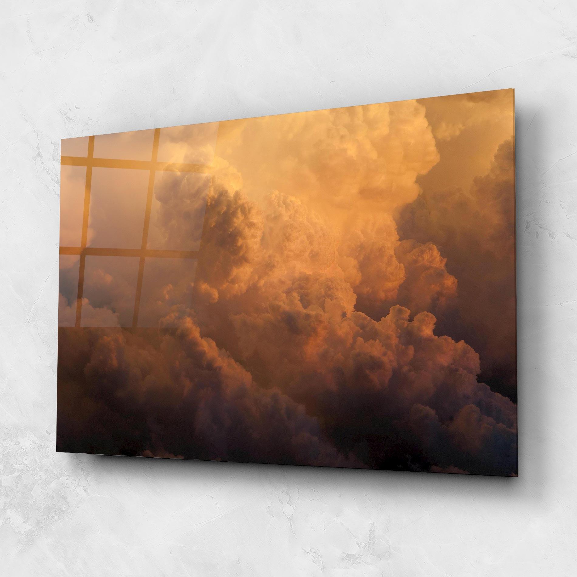 Tablou Sticla Brown Orange Clouds mockup 1