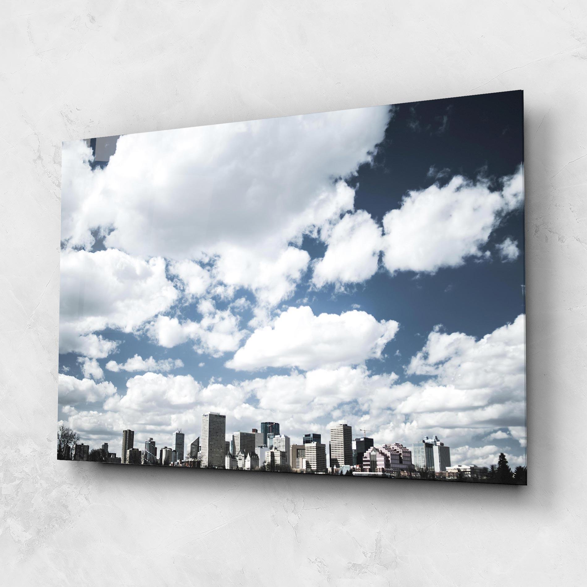 Tablou Sticla Clouds Over City mockup 1