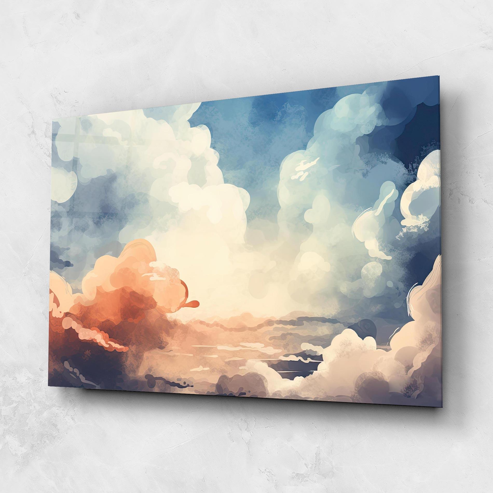 Tablou Sticla Clouds Painting mockup 1