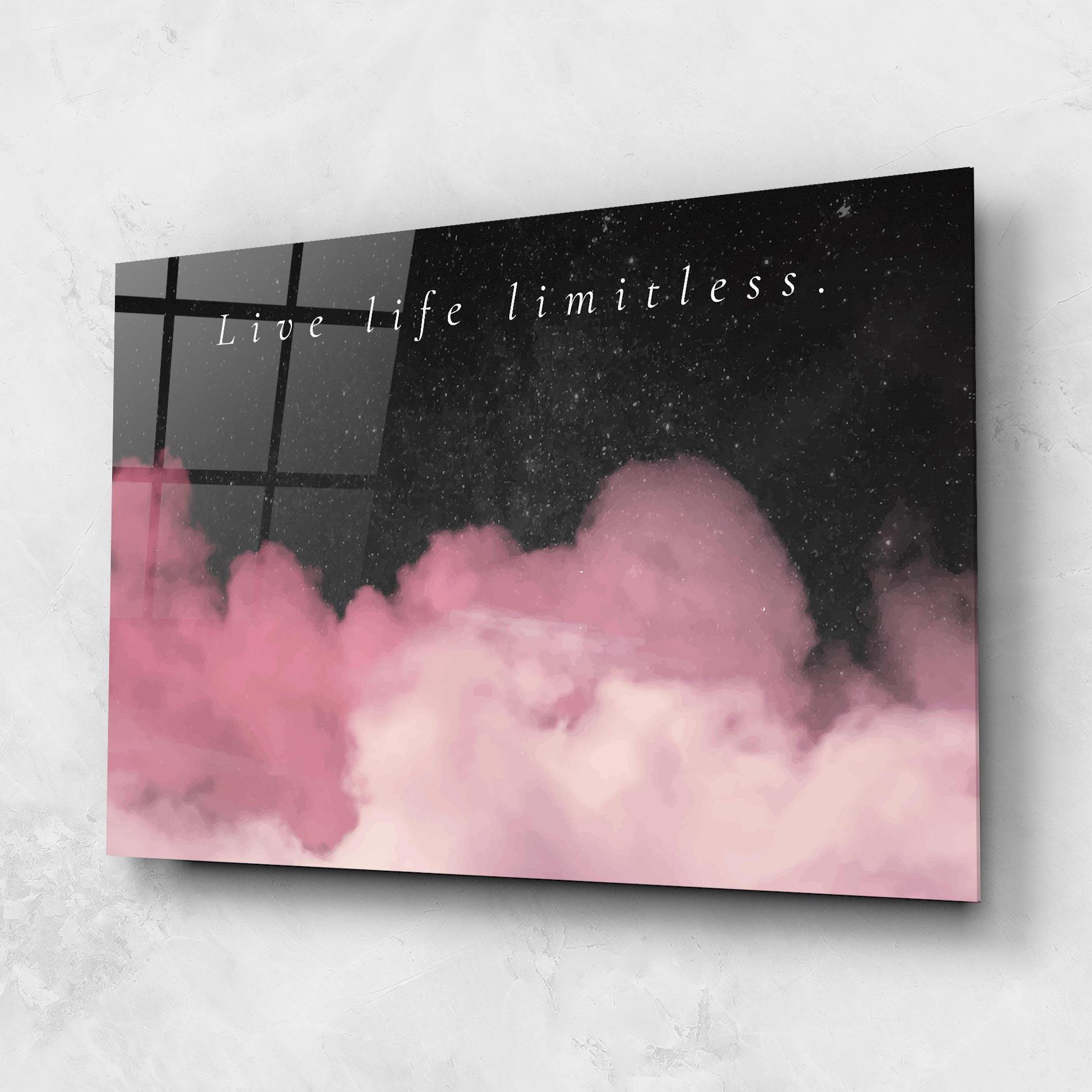Tablou Sticla Clouds Text Pink mockup 1
