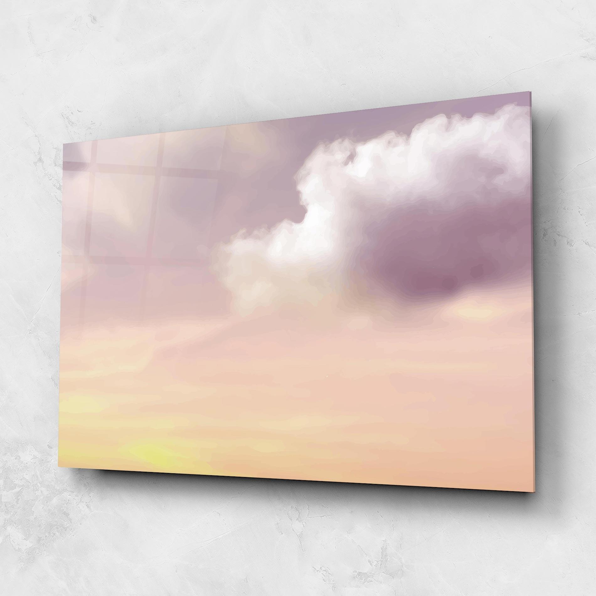Tablou Sticla Clouds Watercolor Cream mockup 1