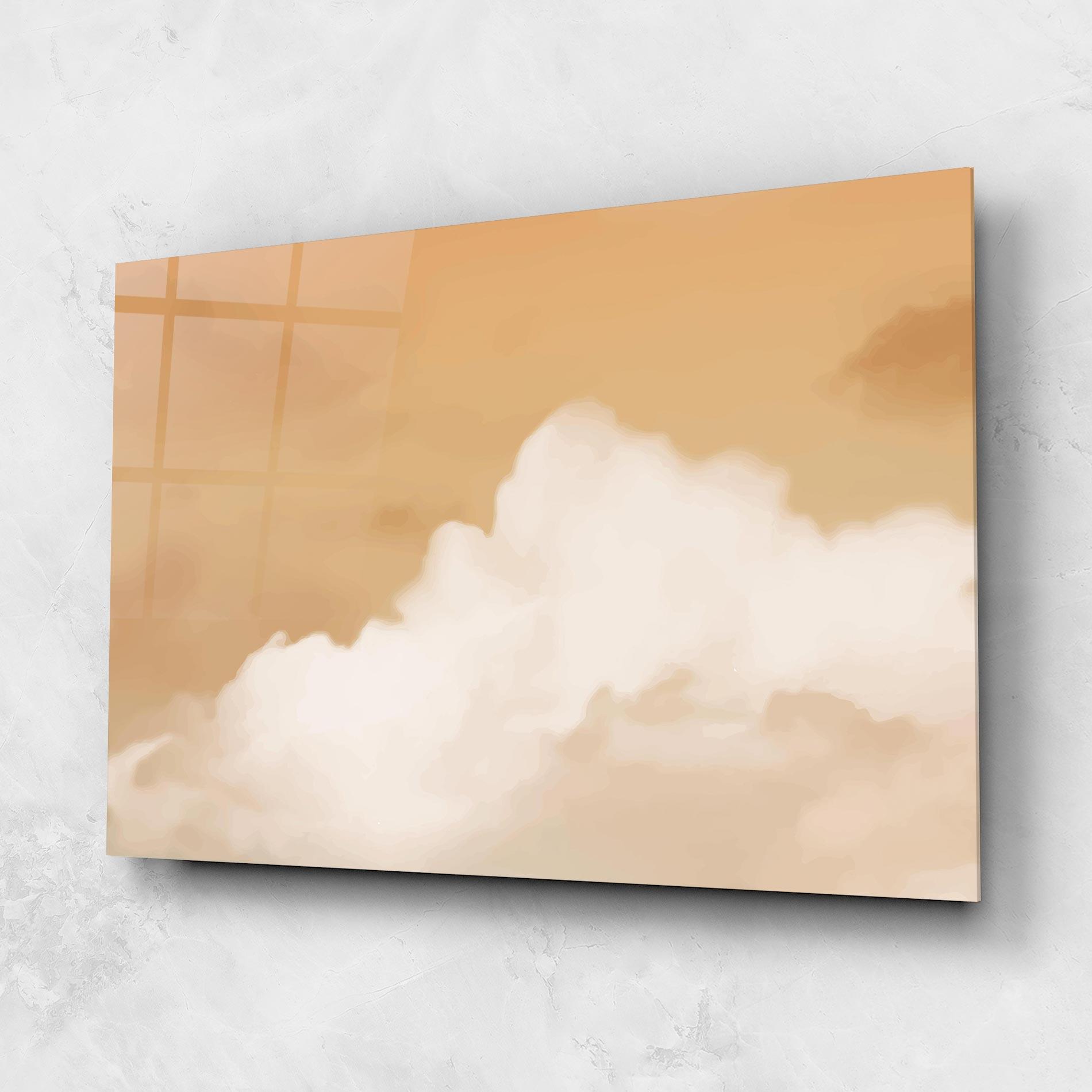 Tablou Sticla Clouds Watercolor Yellow mockup 1