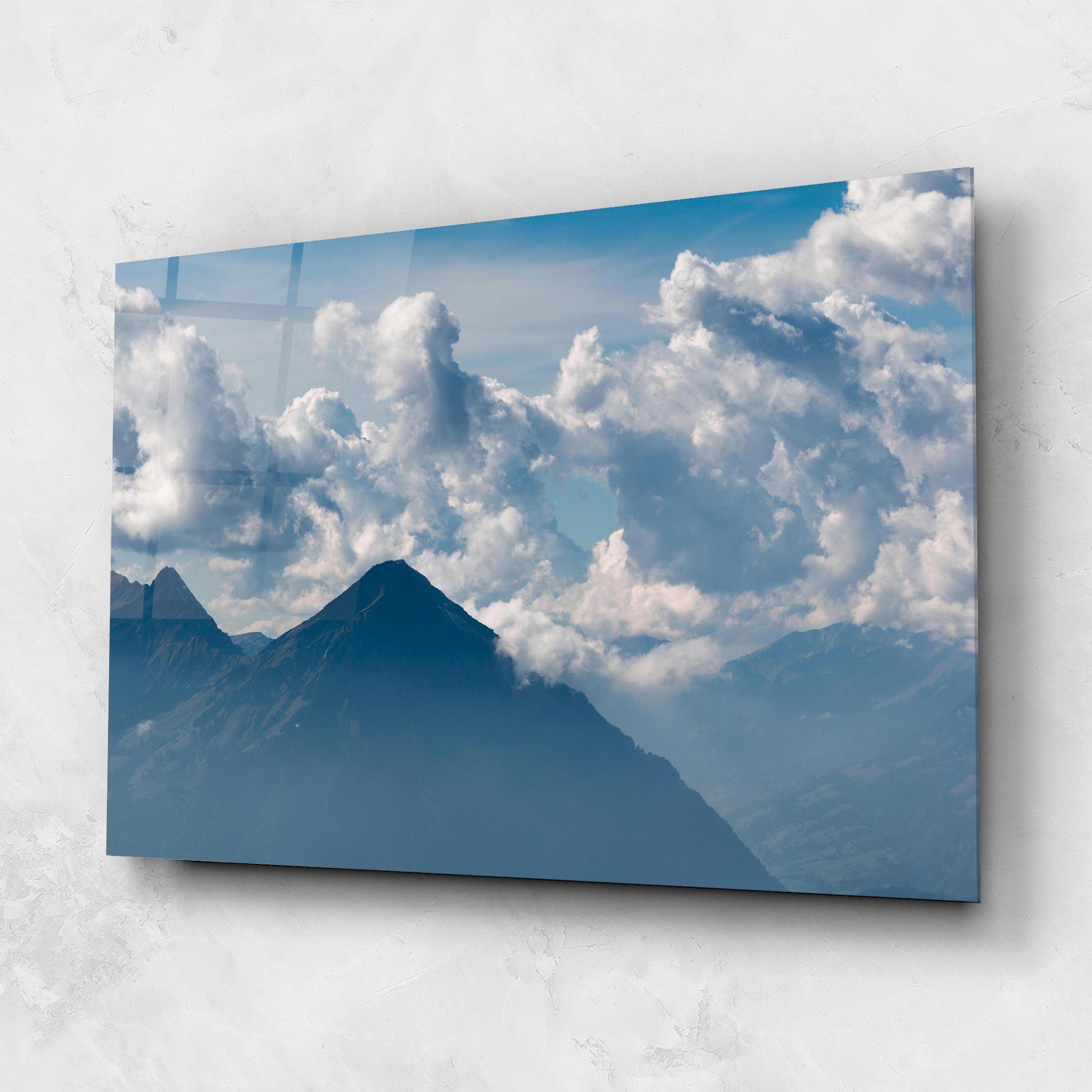 Tablou Sticla Cloudy View Mountain mockup 1