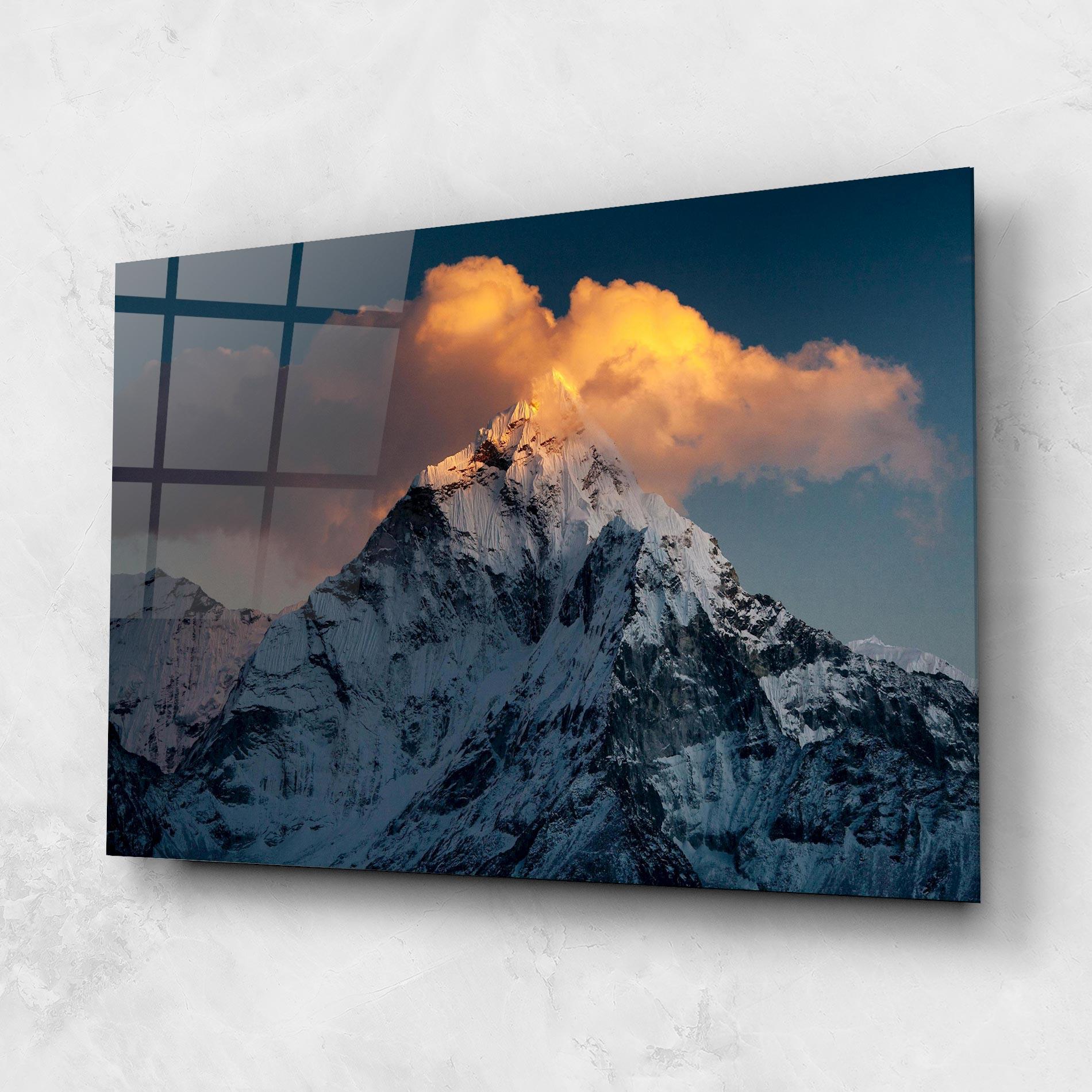 Tablou Sticla Orange Cloud Mountain mockup 1