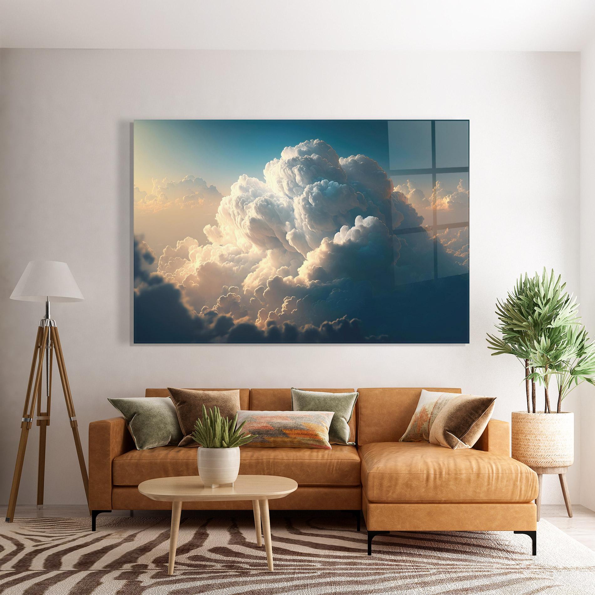 Tablou Sticla Big Puffy Clouds mockup 7