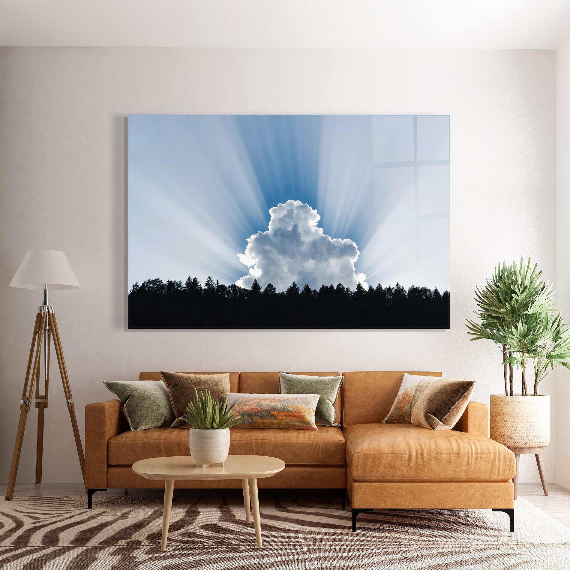 Tablou Sticla Big White Cloud Light mockup 7