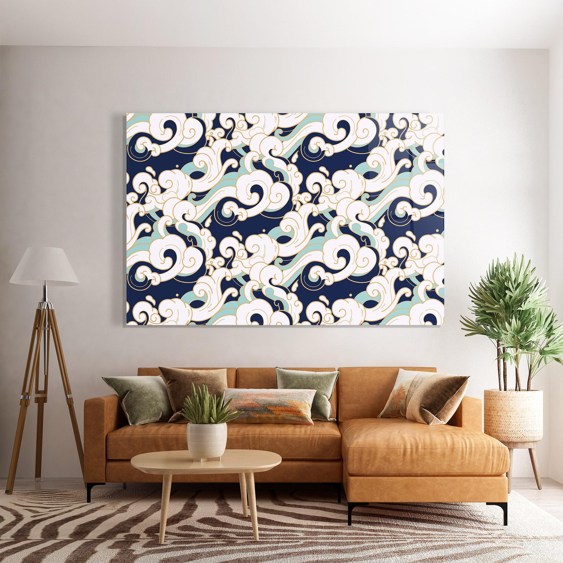 Tablou Sticla Blue Green Cloud mockup 7