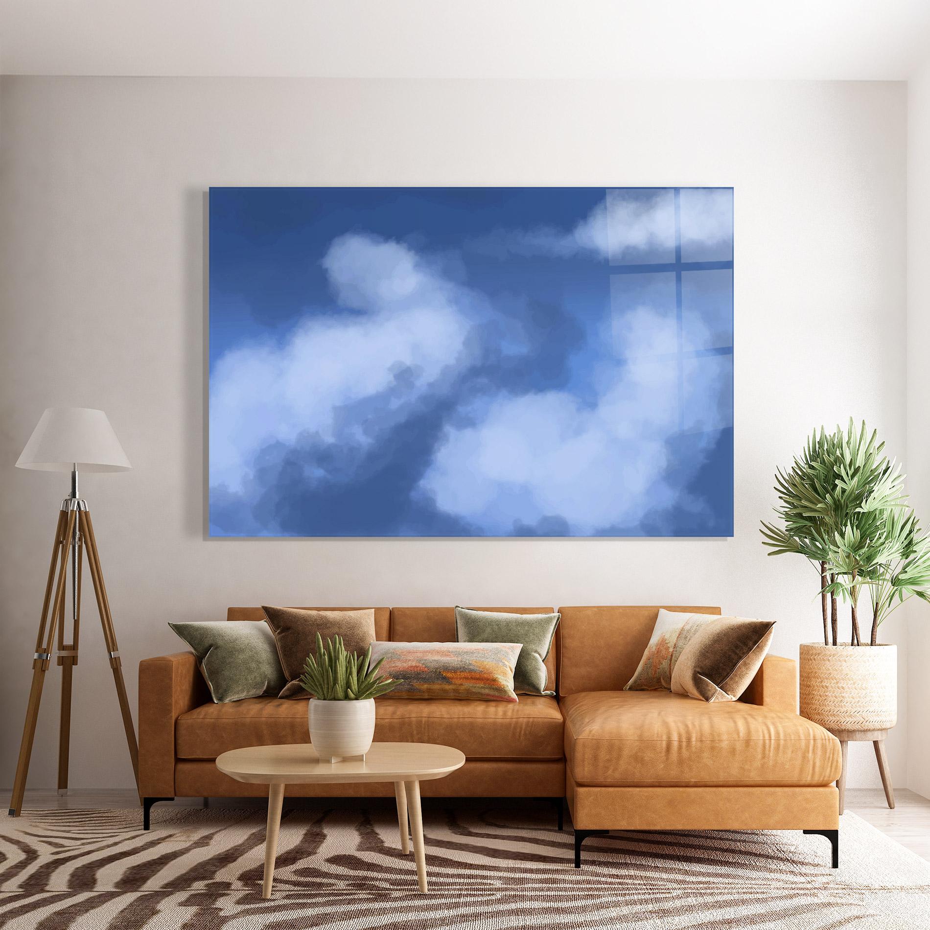Tablou Sticla Blue Mix Clouds mockup 7