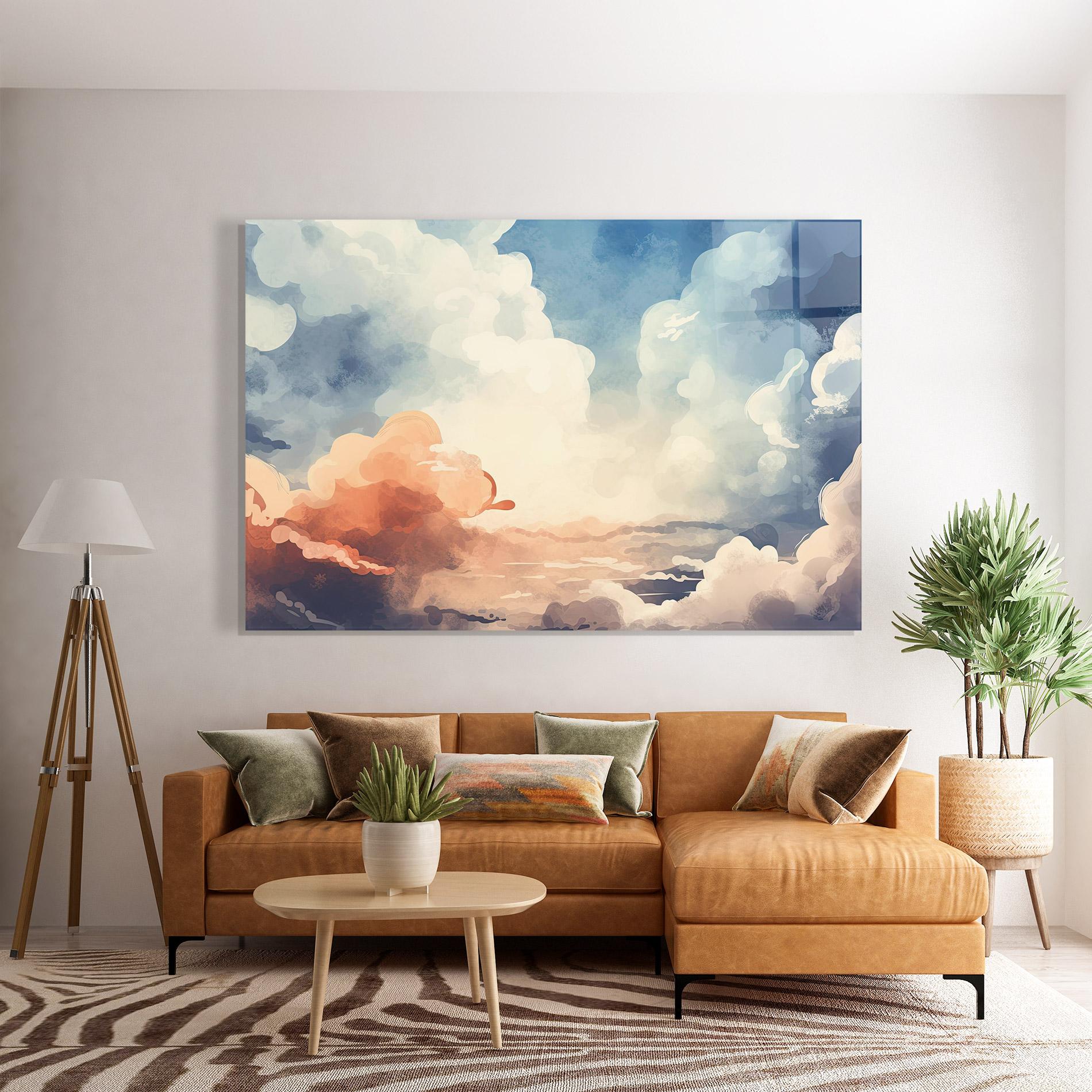 Tablou Sticla Clouds Painting mockup 7