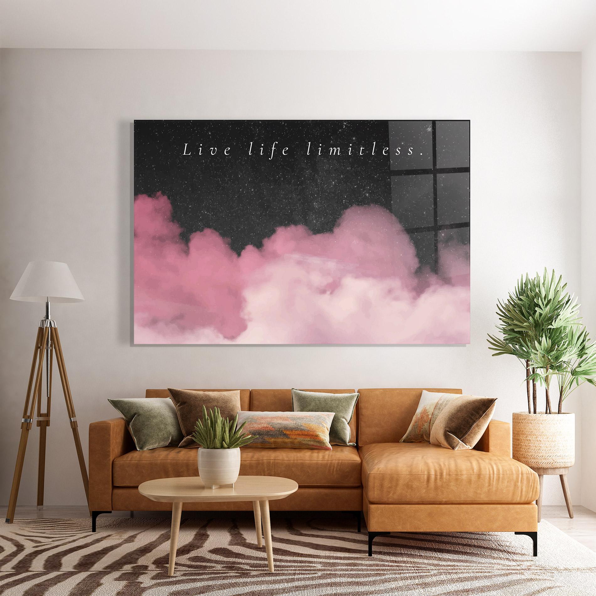 Tablou Sticla Clouds Text Pink mockup 7