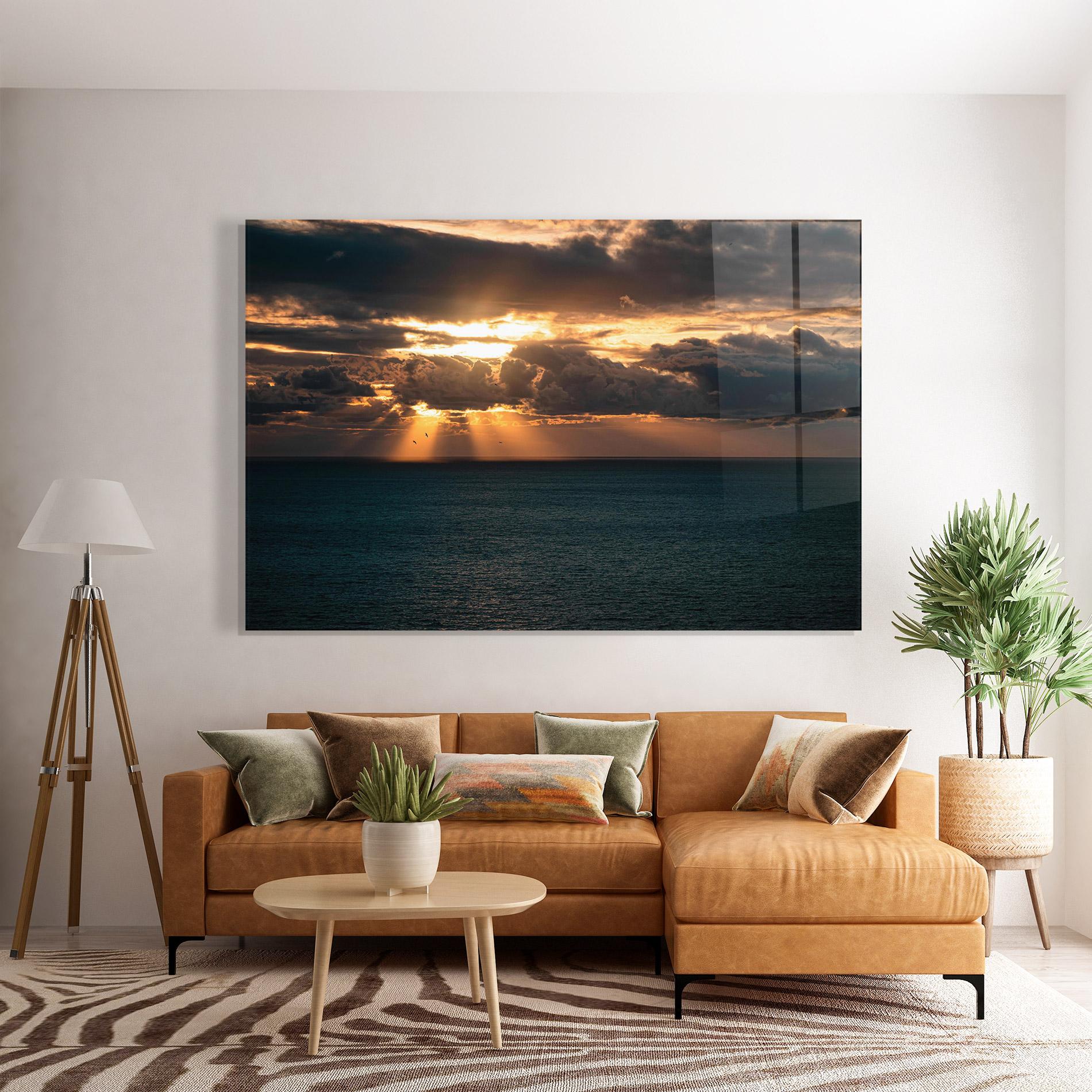 Tablou Sticla Cloudy Sunrise mockup 7