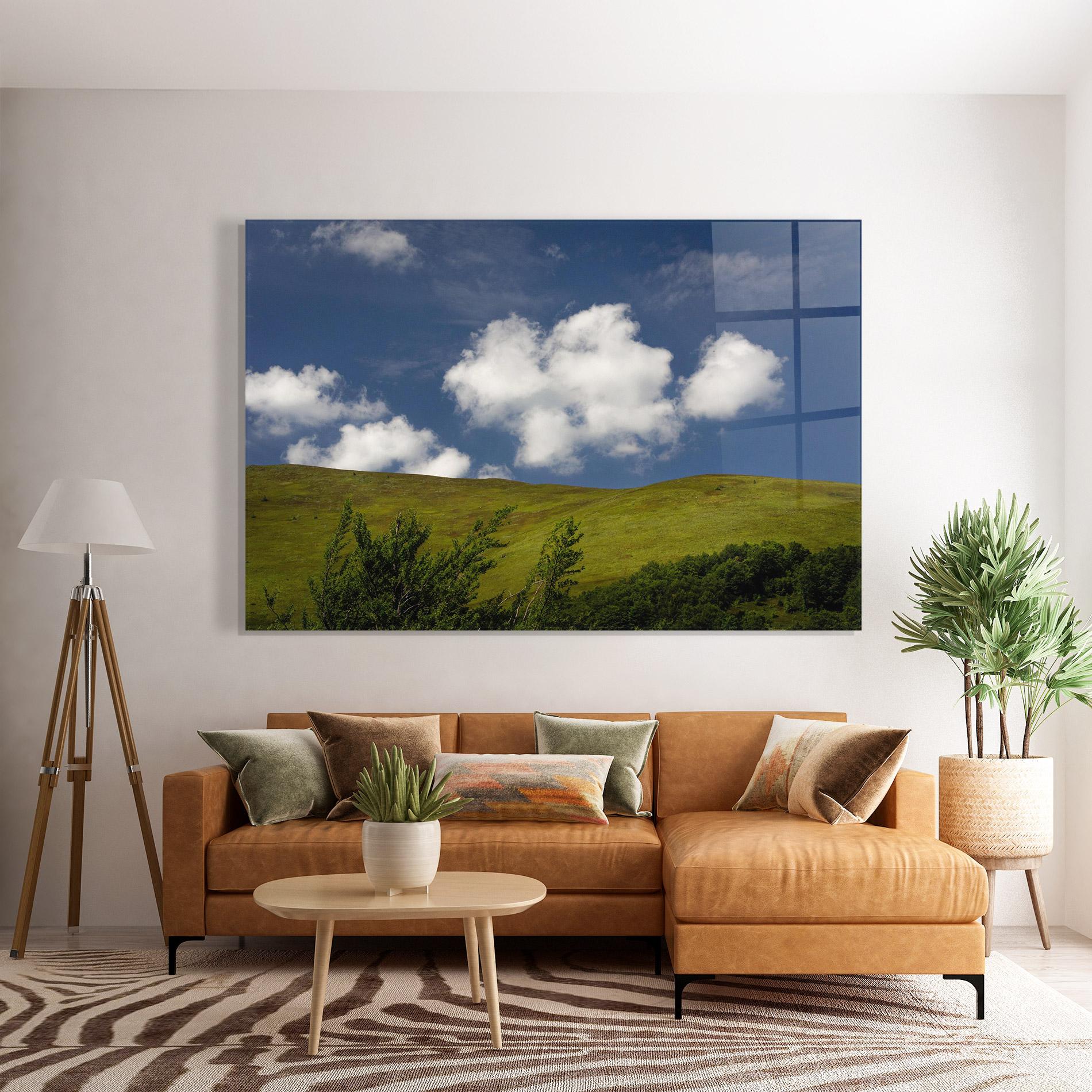 Tablou Sticla Grass View Cloud mockup 7