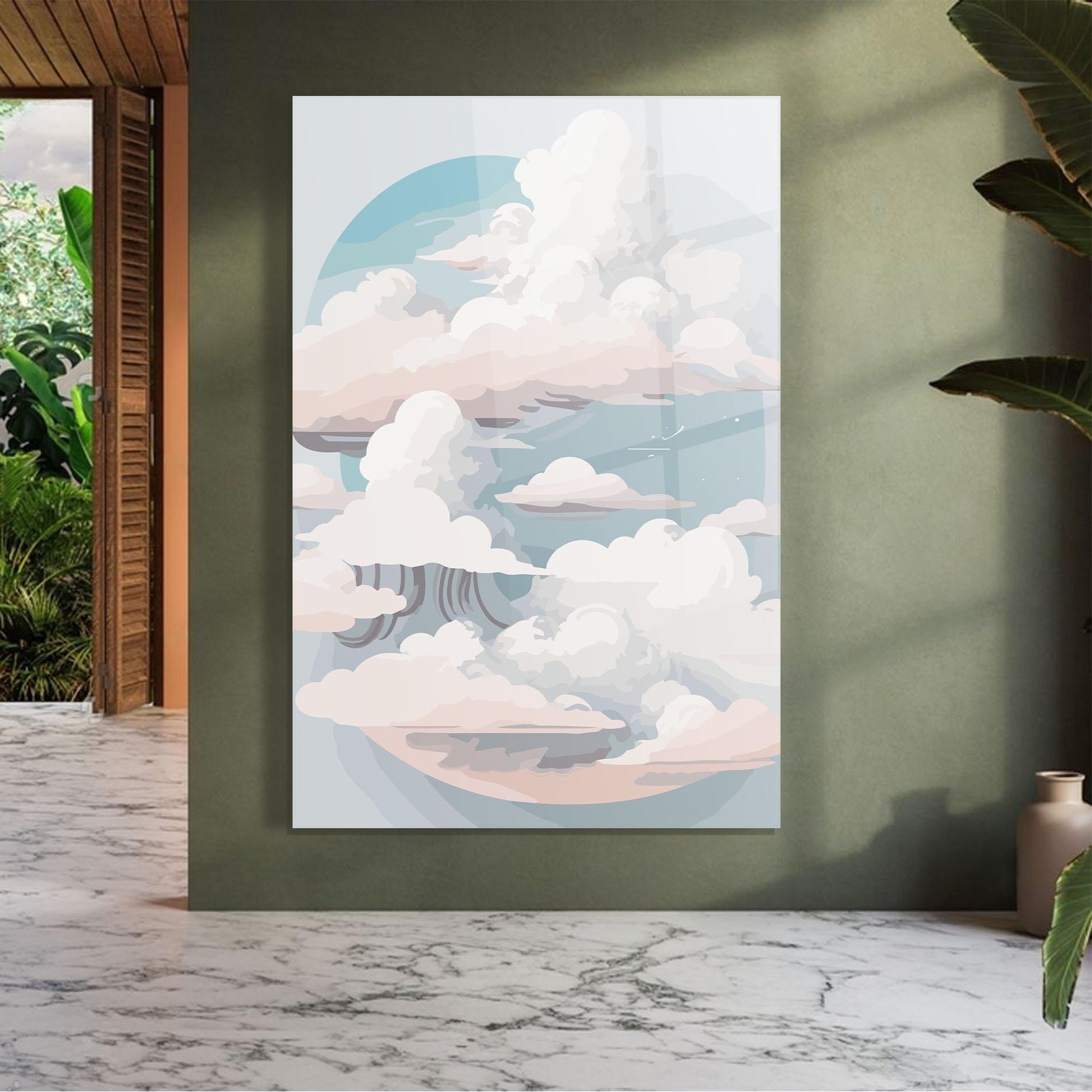 Tablou Sticla Cloud White Art mockup 7