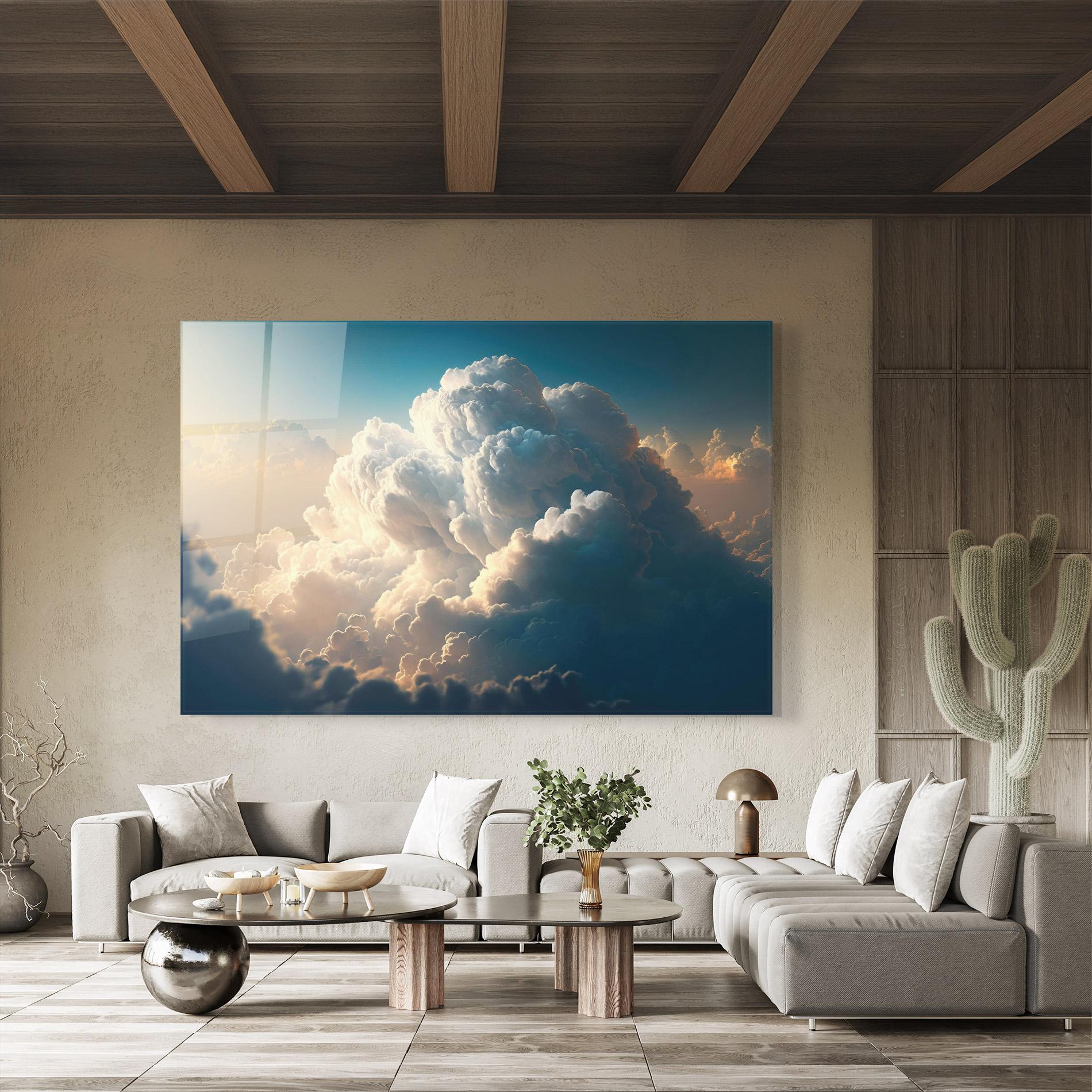 Tablou Sticla Big Puffy Clouds mockup 8
