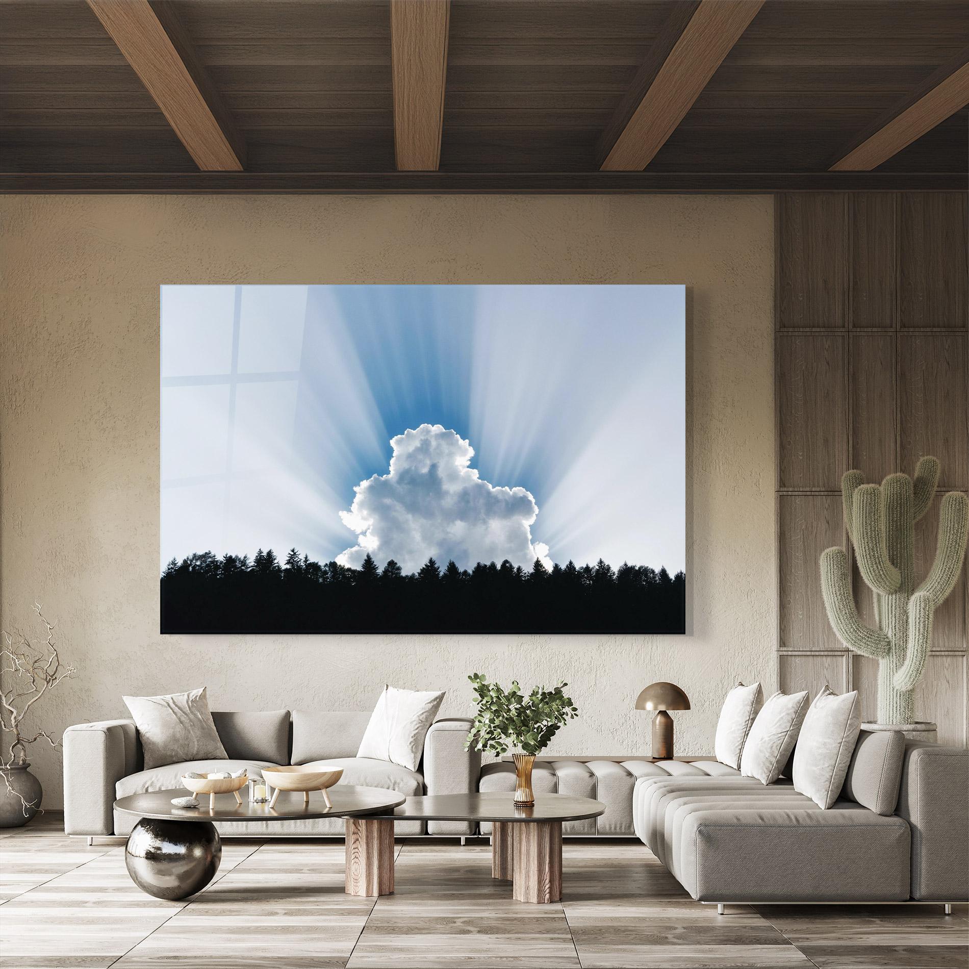 Tablou Sticla Big White Cloud Light mockup 8