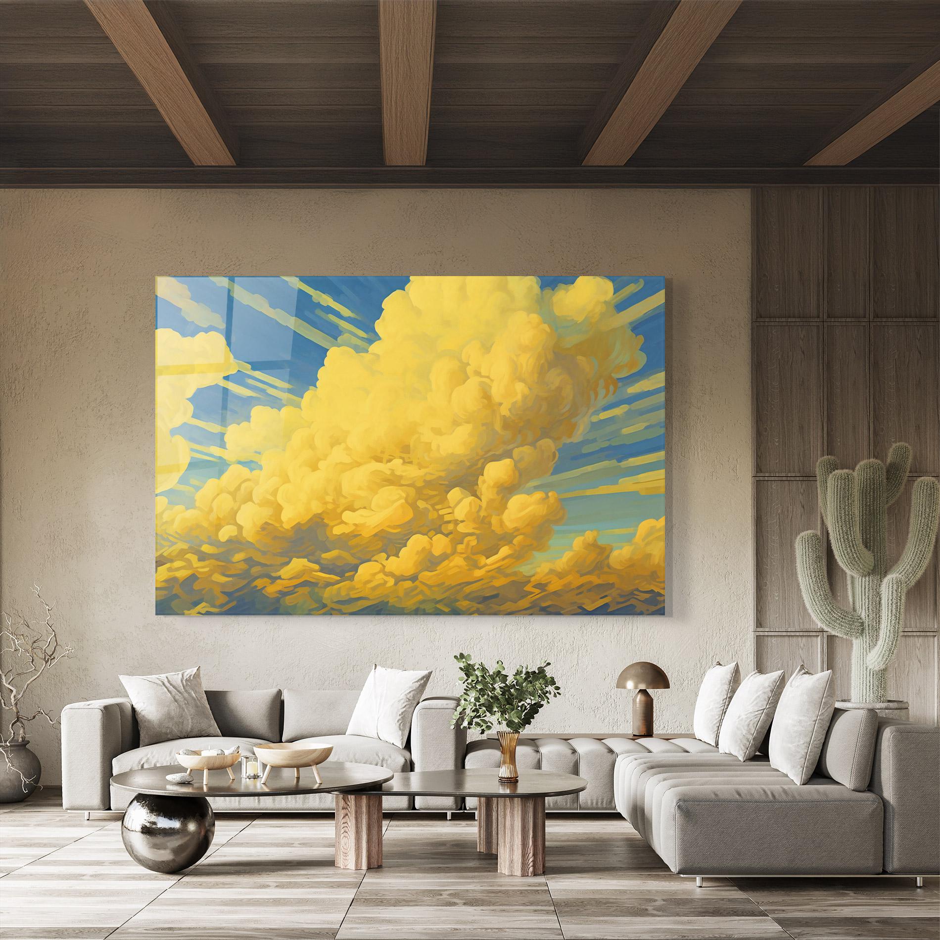 Tablou Sticla Big Yellow Cloud Art mockup 8