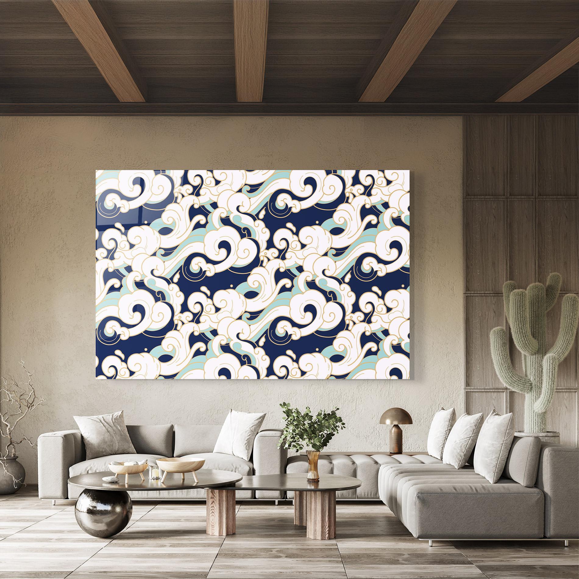 Tablou Sticla Blue Green Cloud mockup 8