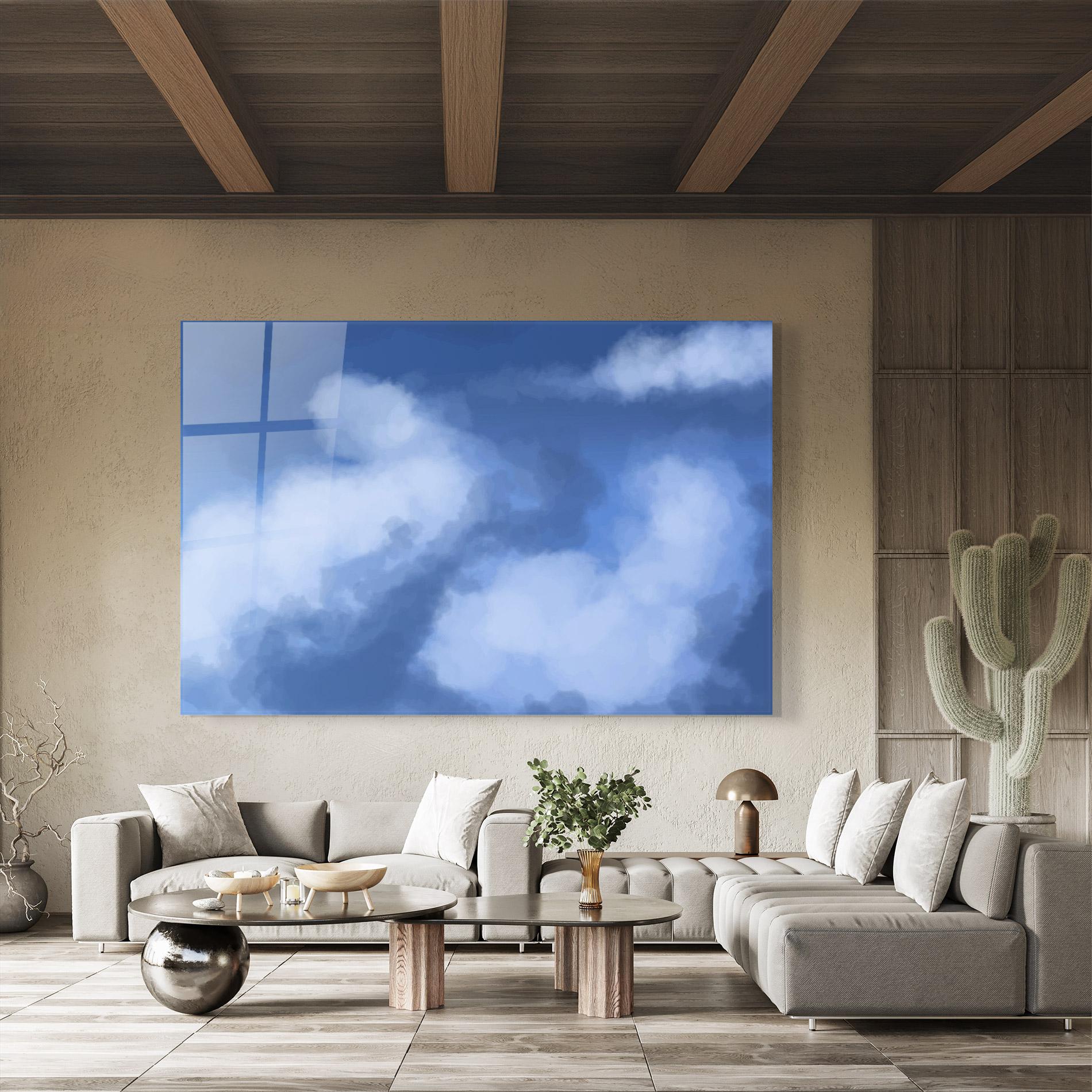 Tablou Sticla Blue Mix Clouds mockup 8