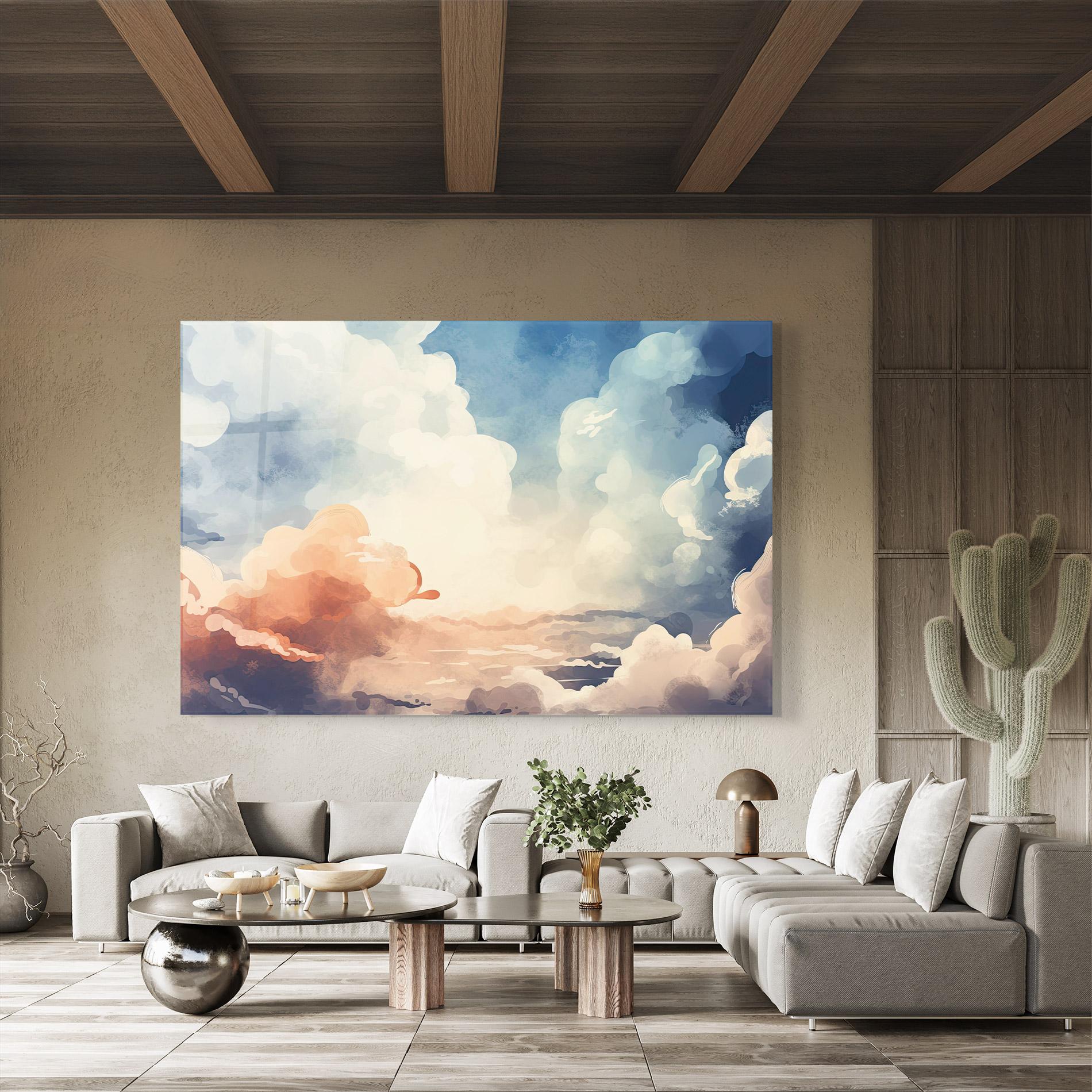 Tablou Sticla Clouds Painting mockup 8