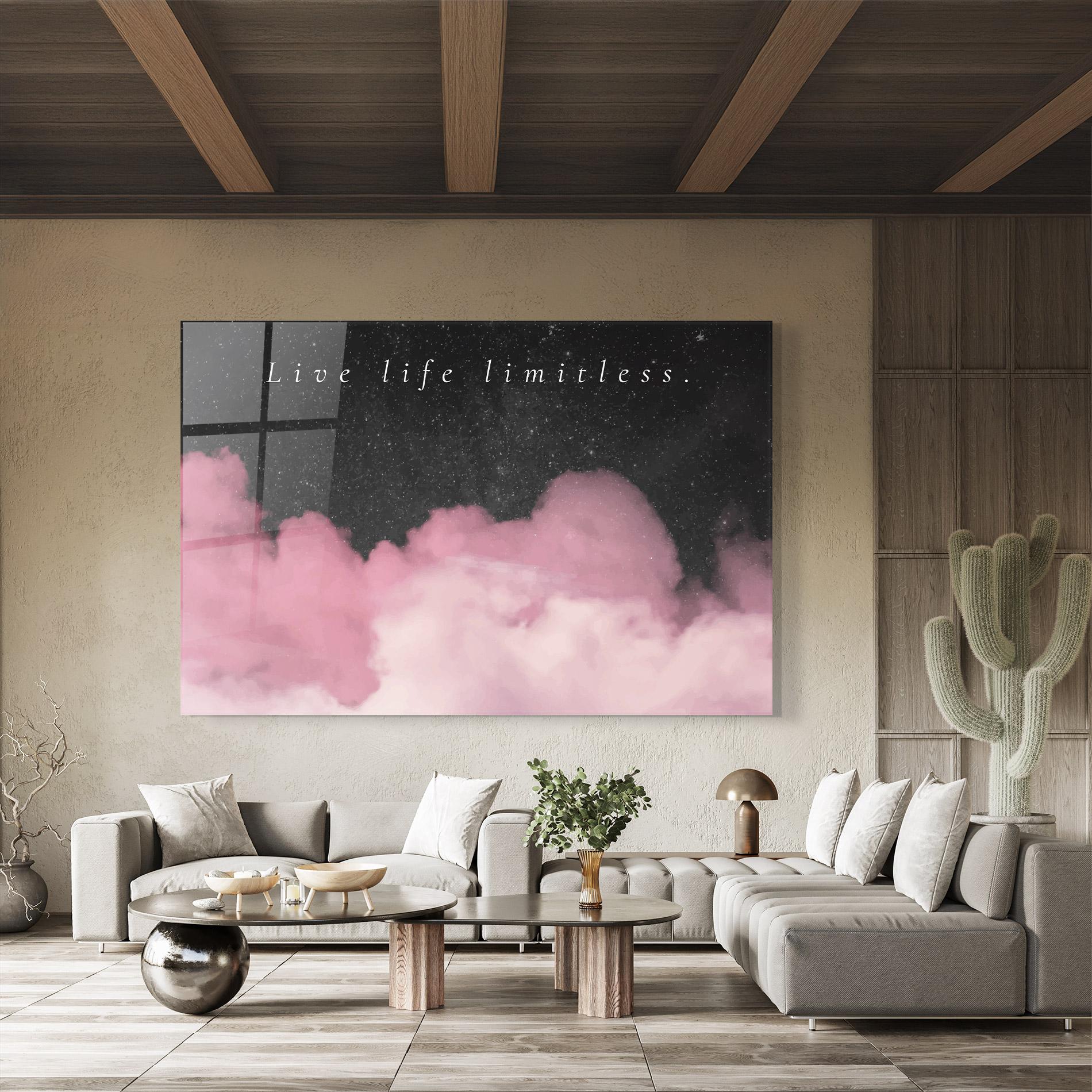 Tablou Sticla Clouds Text Pink mockup 8