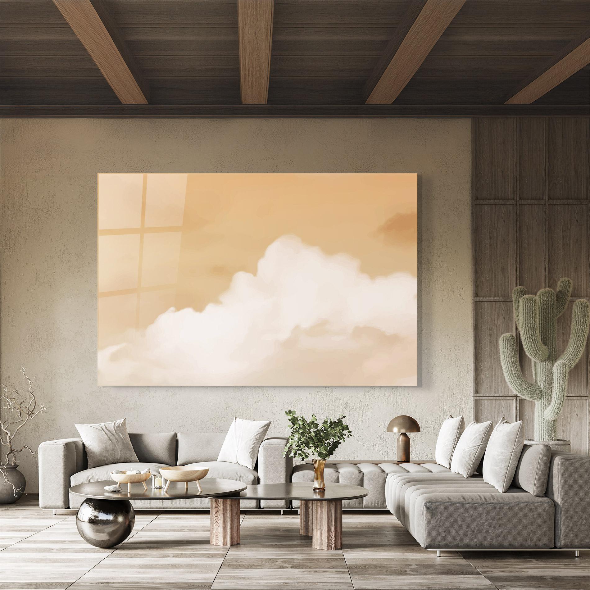 Tablou Sticla Clouds Watercolor Yellow mockup 8