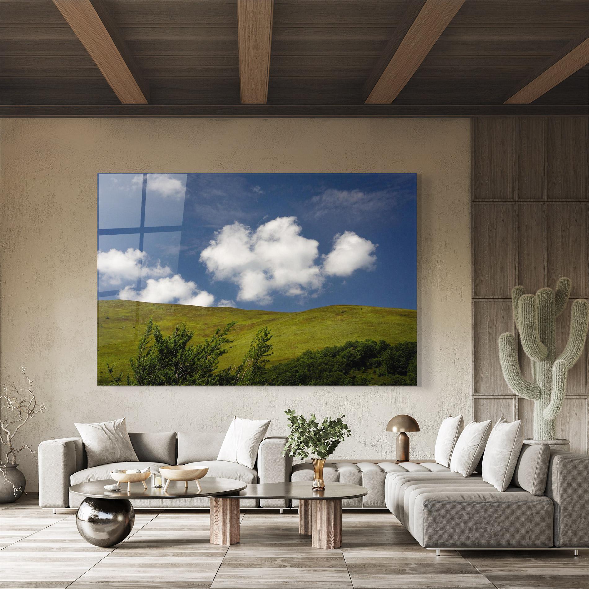 Tablou Sticla Grass View Cloud mockup 8