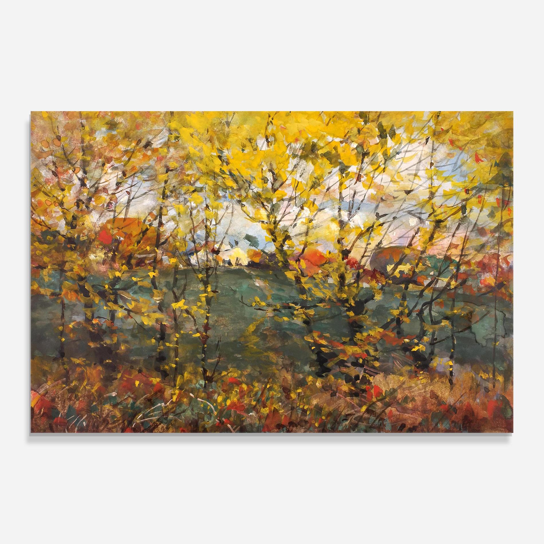 Tablou Sticla Autumn Painting Tree mockup 0