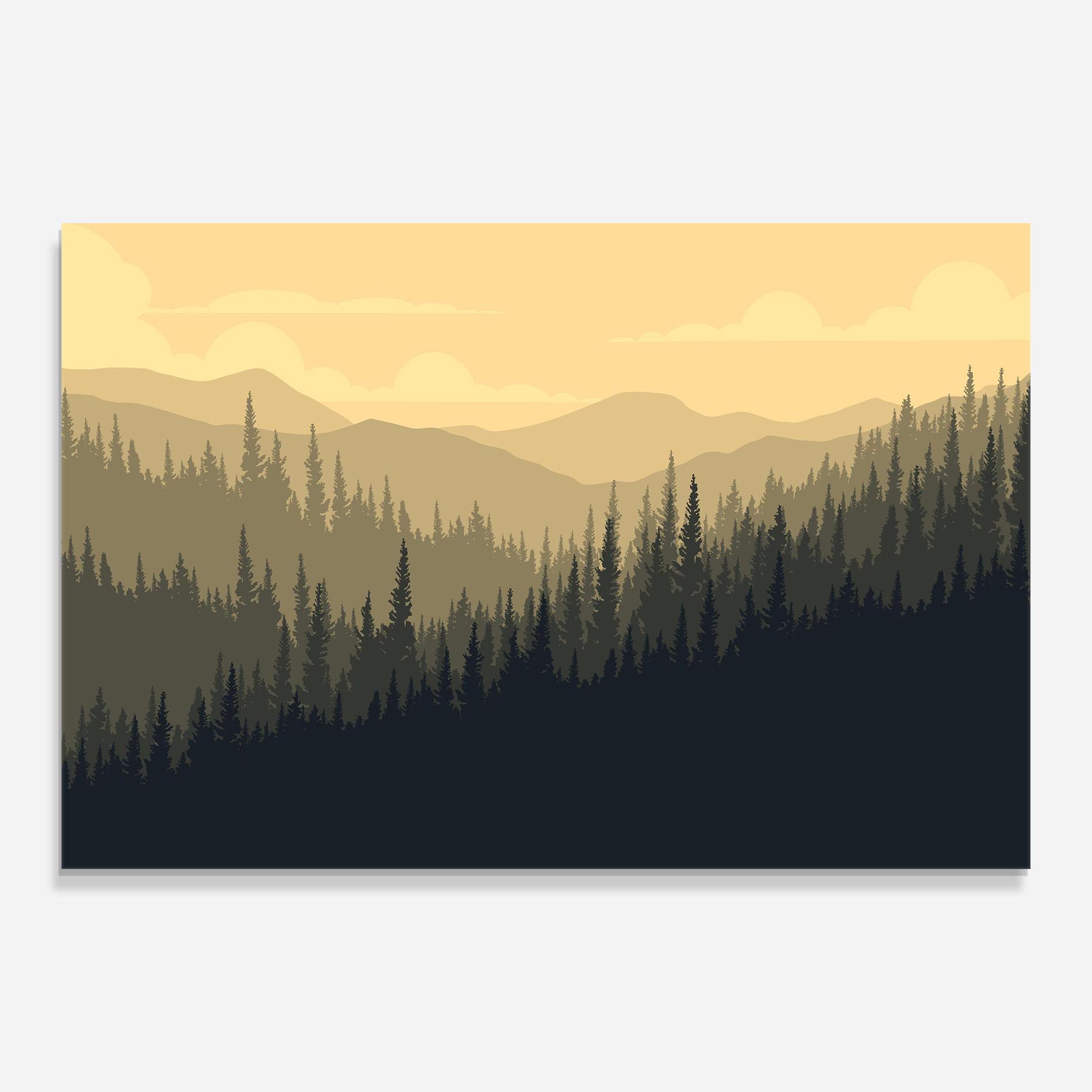 Tablou Sticla Cream Foggy Forest mockup 0
